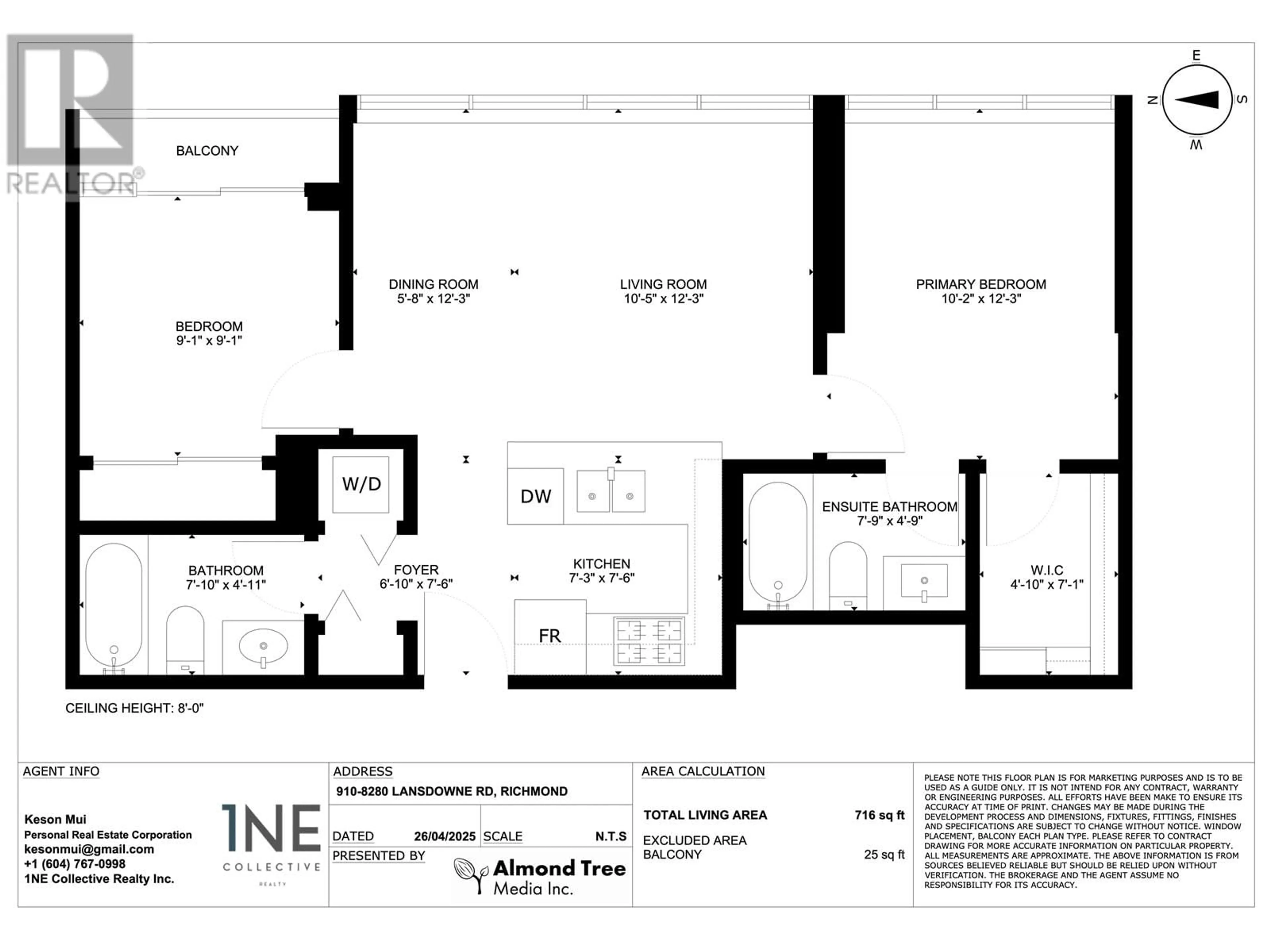 Floor plan for 910 - 8280 LANSDOWNE ROAD, Richmond British Columbia V6X0B2