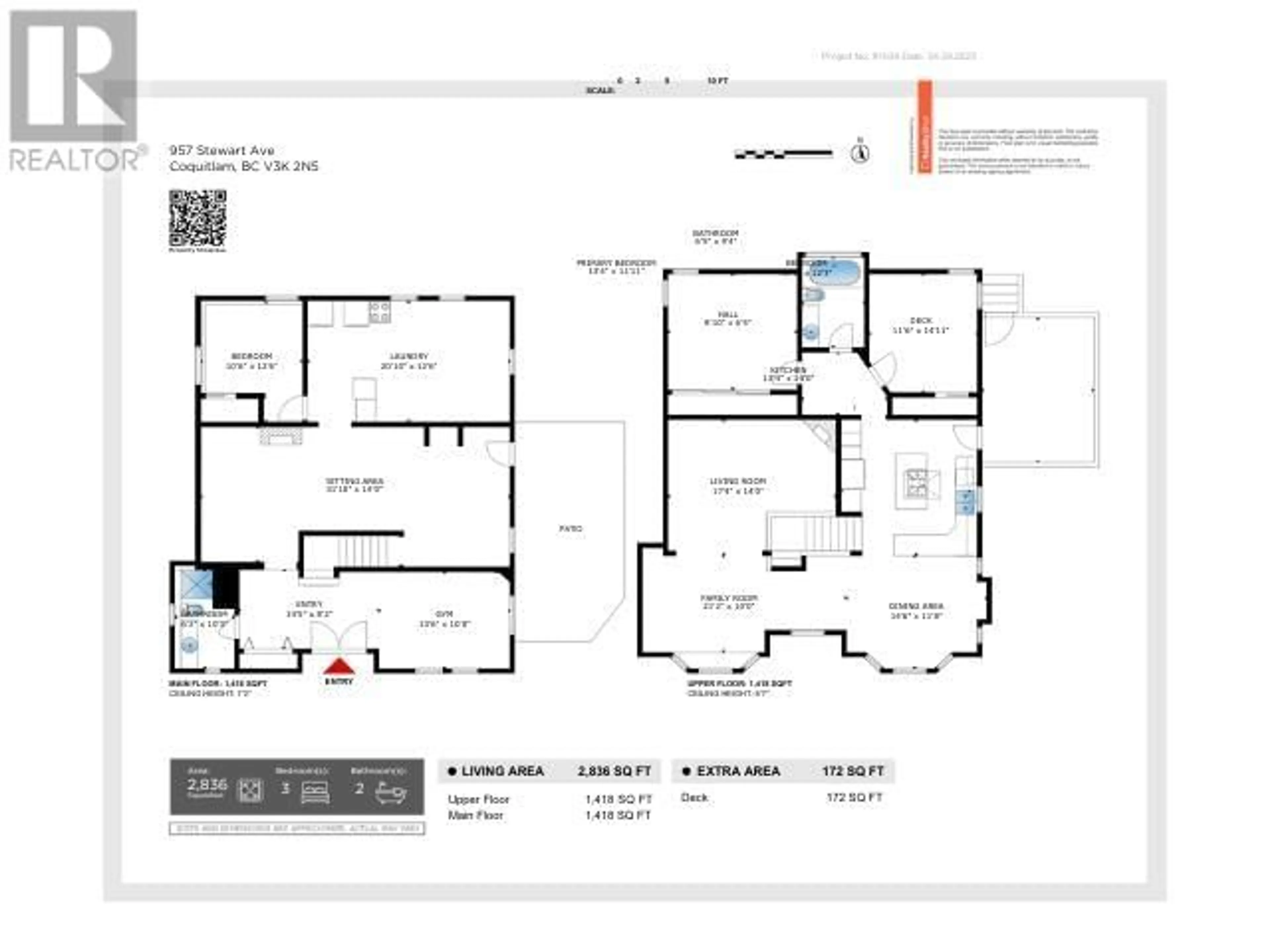 Floor plan for 957 STEWART AVENUE, Coquitlam British Columbia V3K2N5