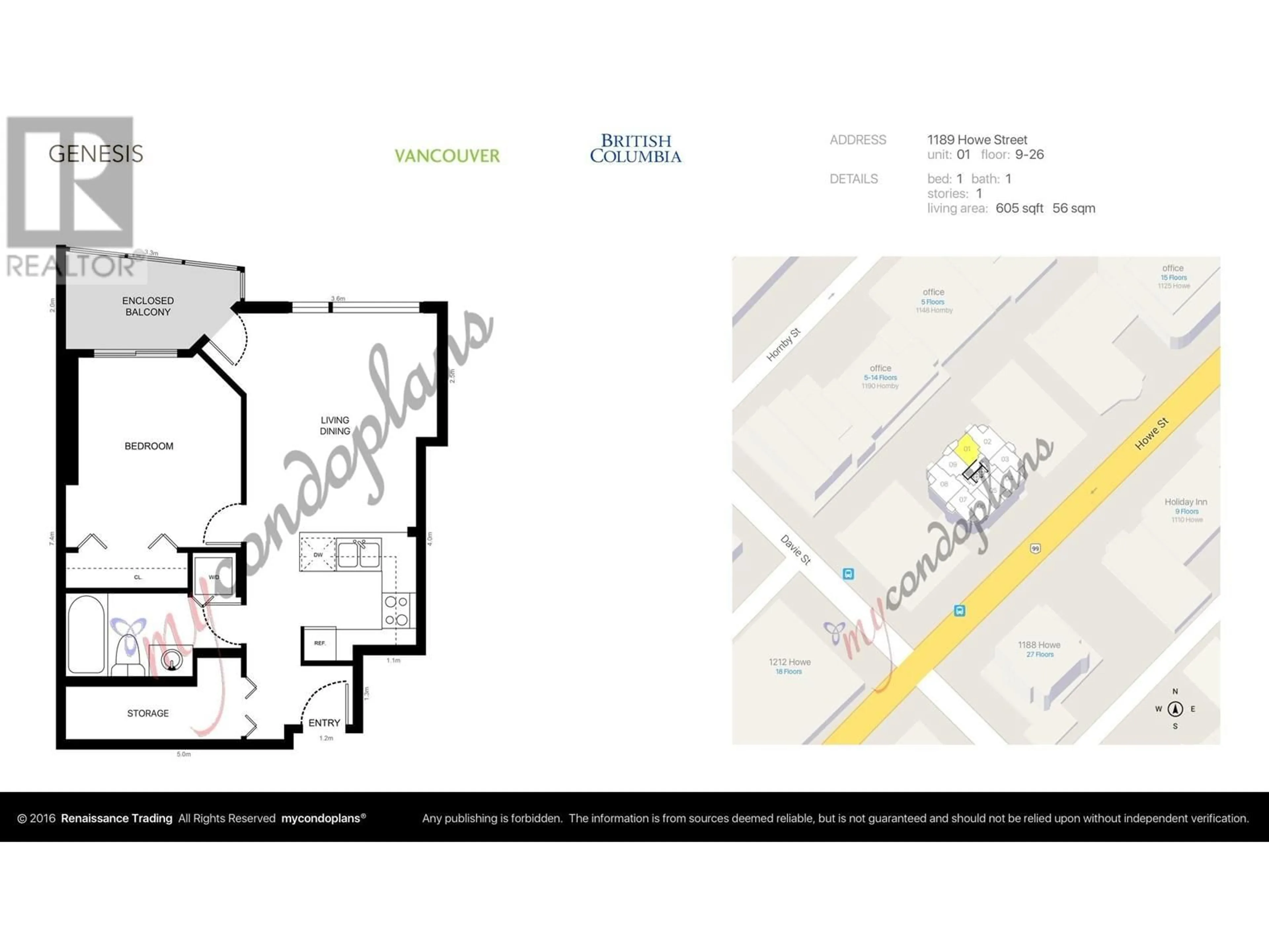 Floor plan for 1701 - 1189 HOWE STREET, Vancouver British Columbia V6Z2X4