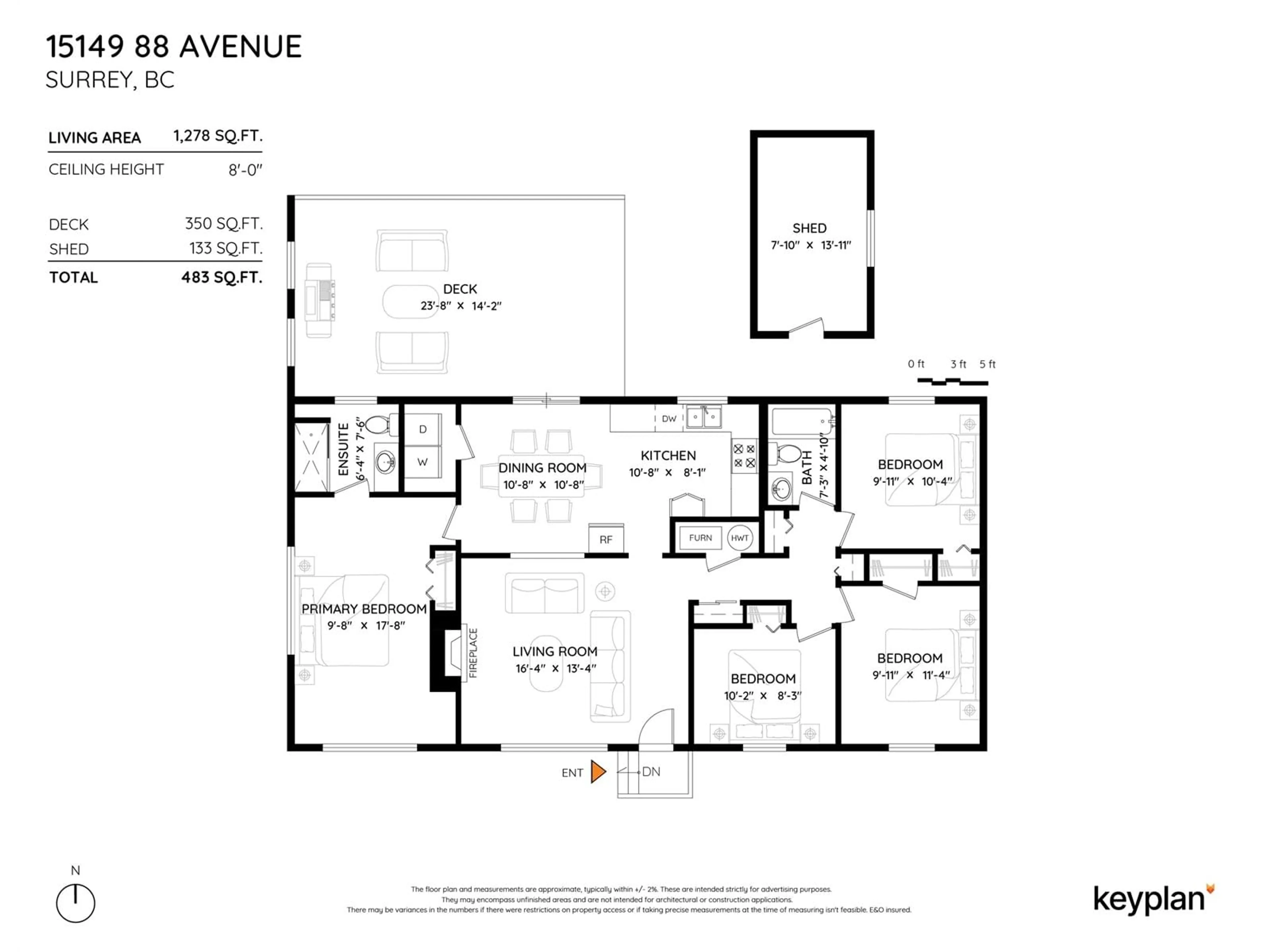 Floor plan for 15149 88, Surrey British Columbia V3S2S6