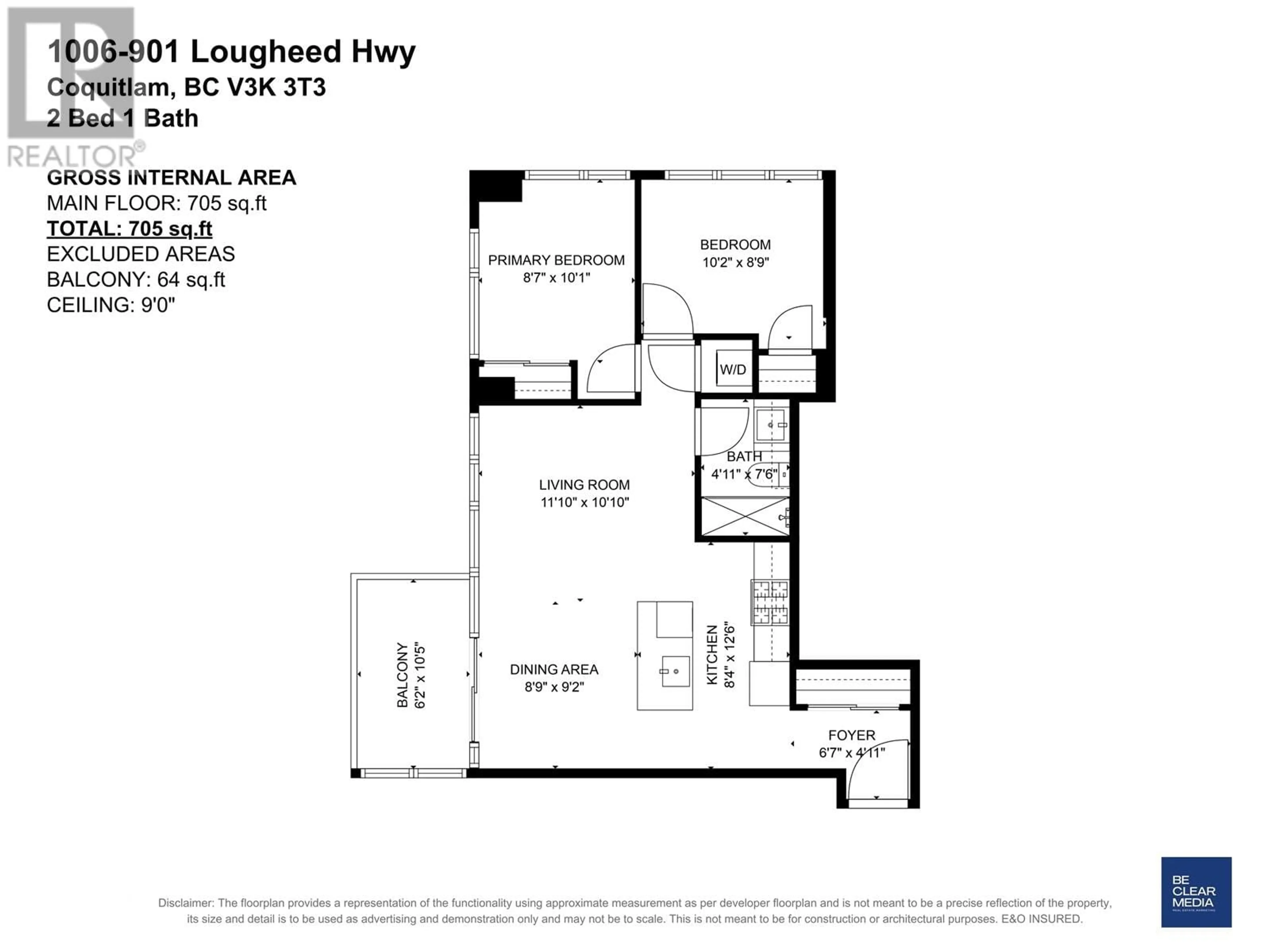 Floor plan for 1006 - 901 LOUGHEED HIGHWAY, Coquitlam British Columbia V3K3T3