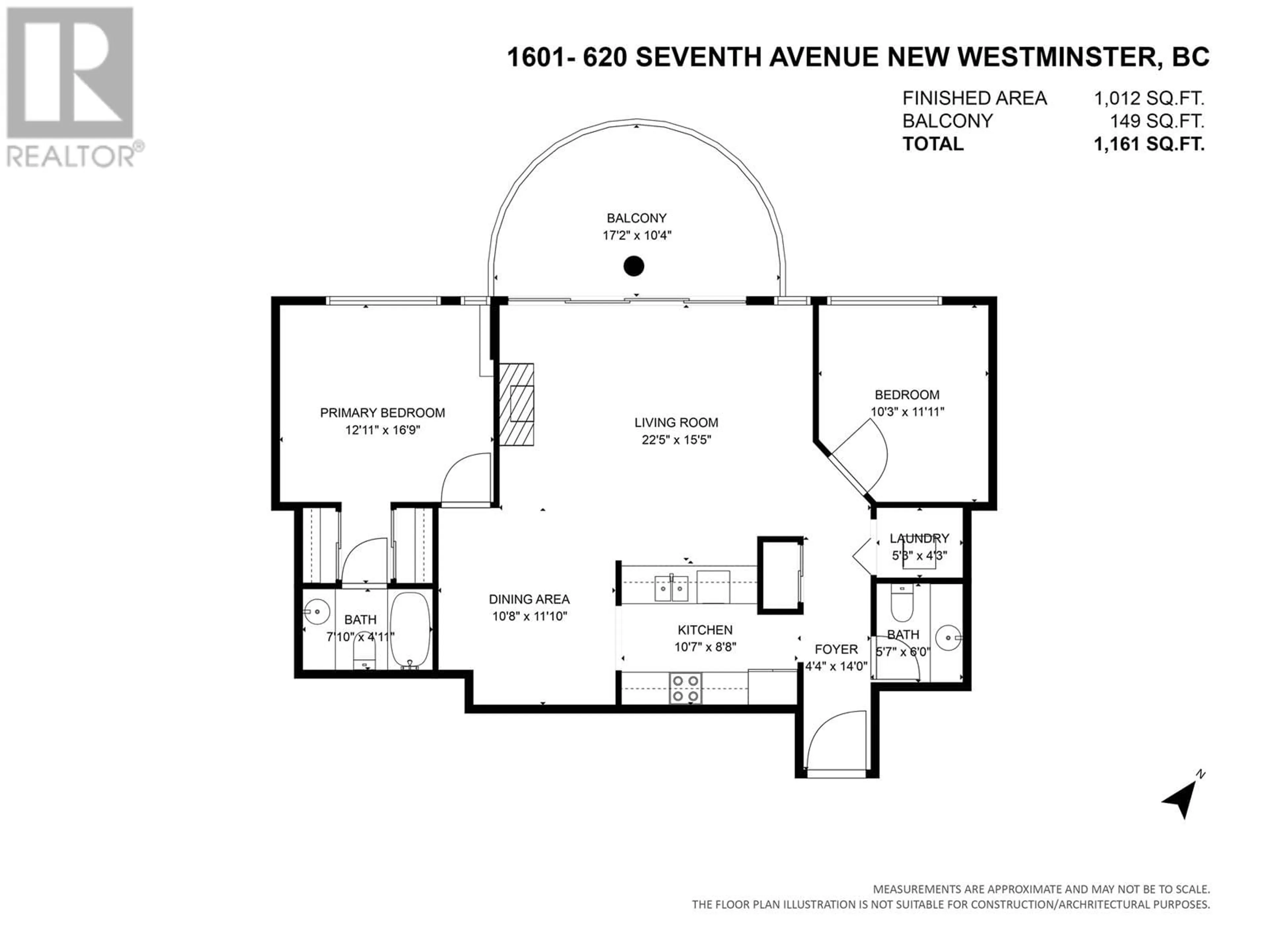 Floor plan for 1601 - 719 PRINCESS STREET, New Westminster British Columbia V3M6T9