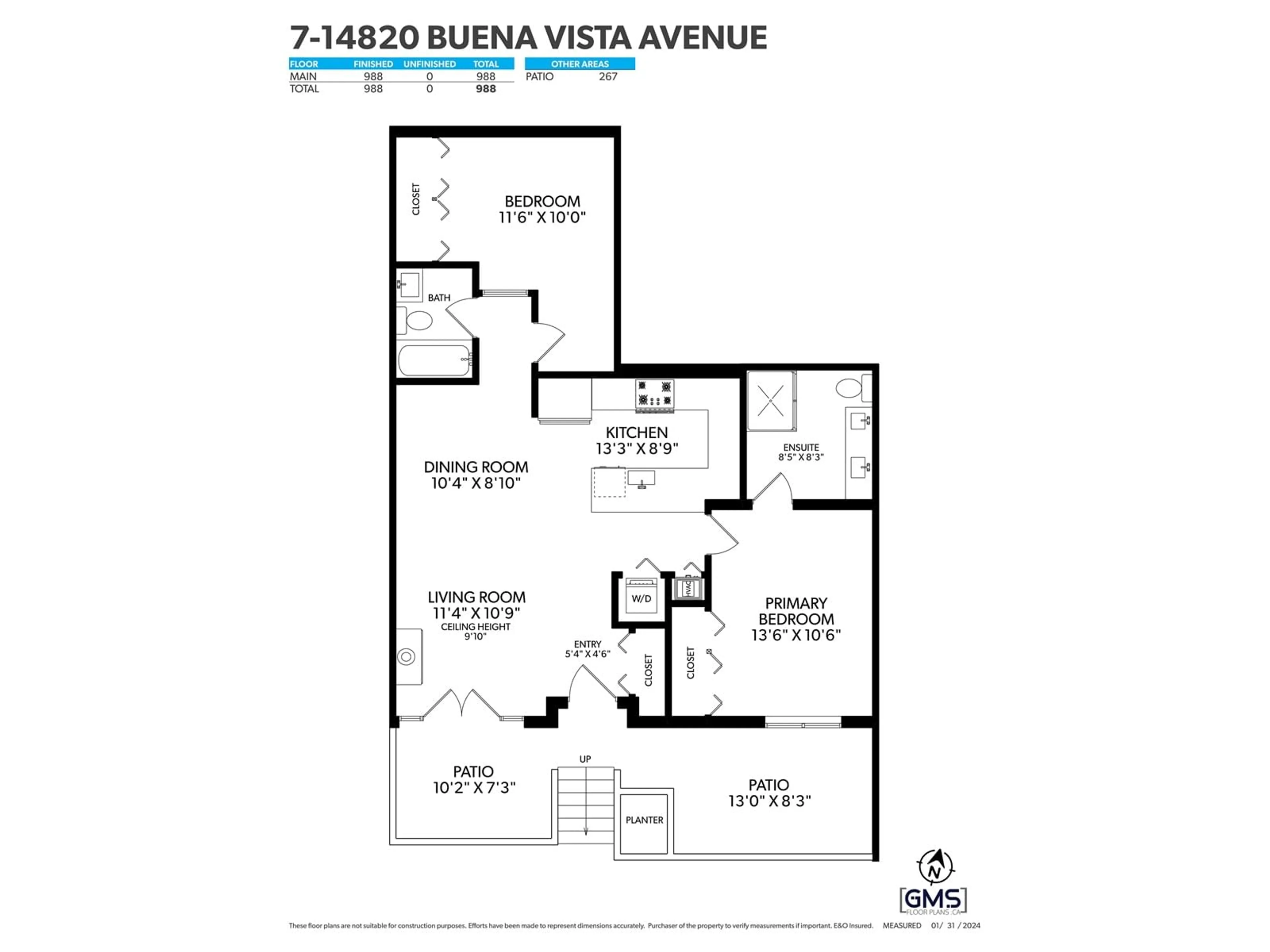 Floor plan for 7 - 14820 BUENA VISTA, White Rock British Columbia V4B0B3