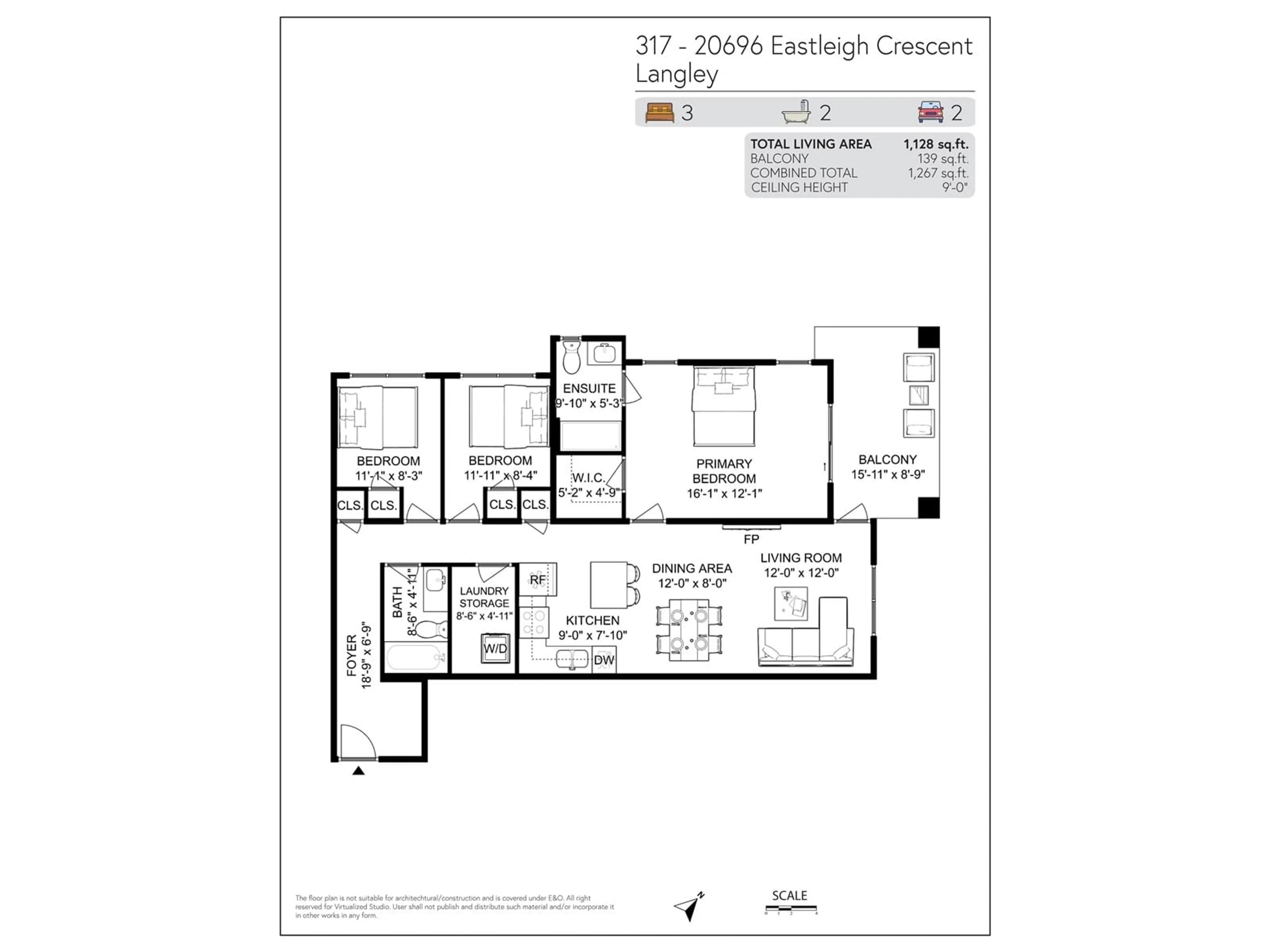 Floor plan for 317 - 20696 EASTLEIGH, Langley British Columbia V3A4C4