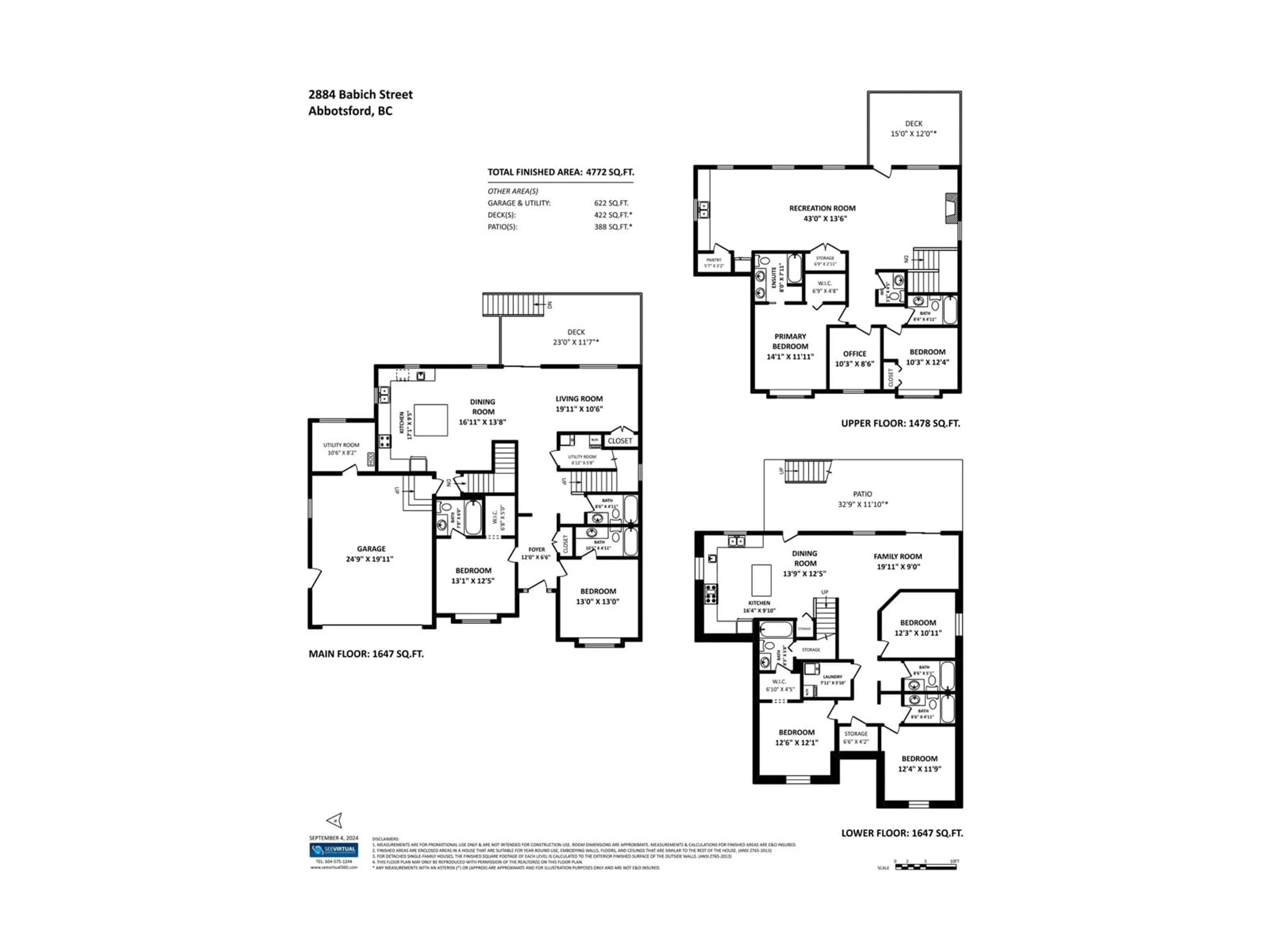 Floor plan for 2884 BABICH, Abbotsford British Columbia V2S3K5