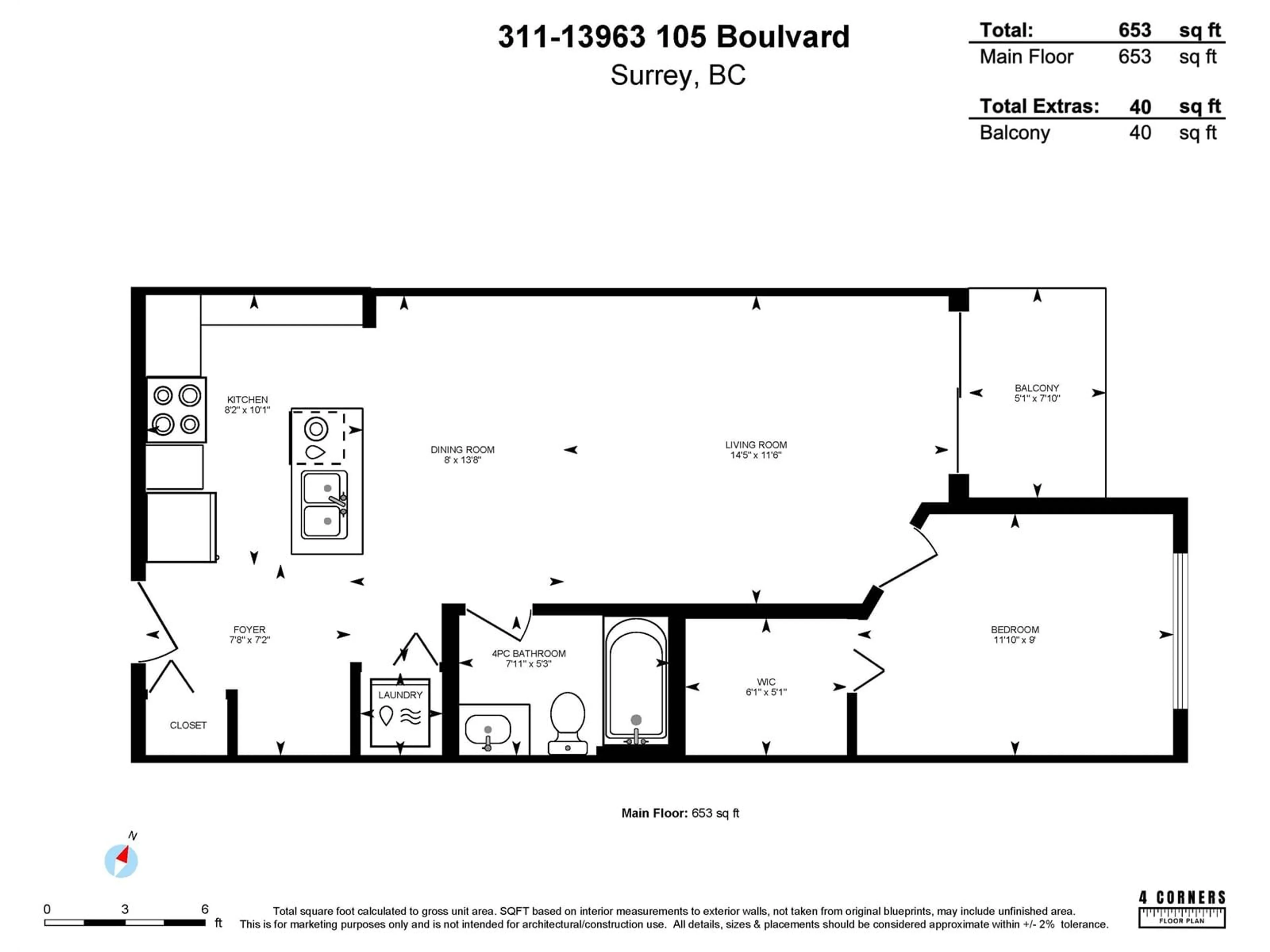Floor plan for 311 - 13963 105, Surrey British Columbia V3T0M9