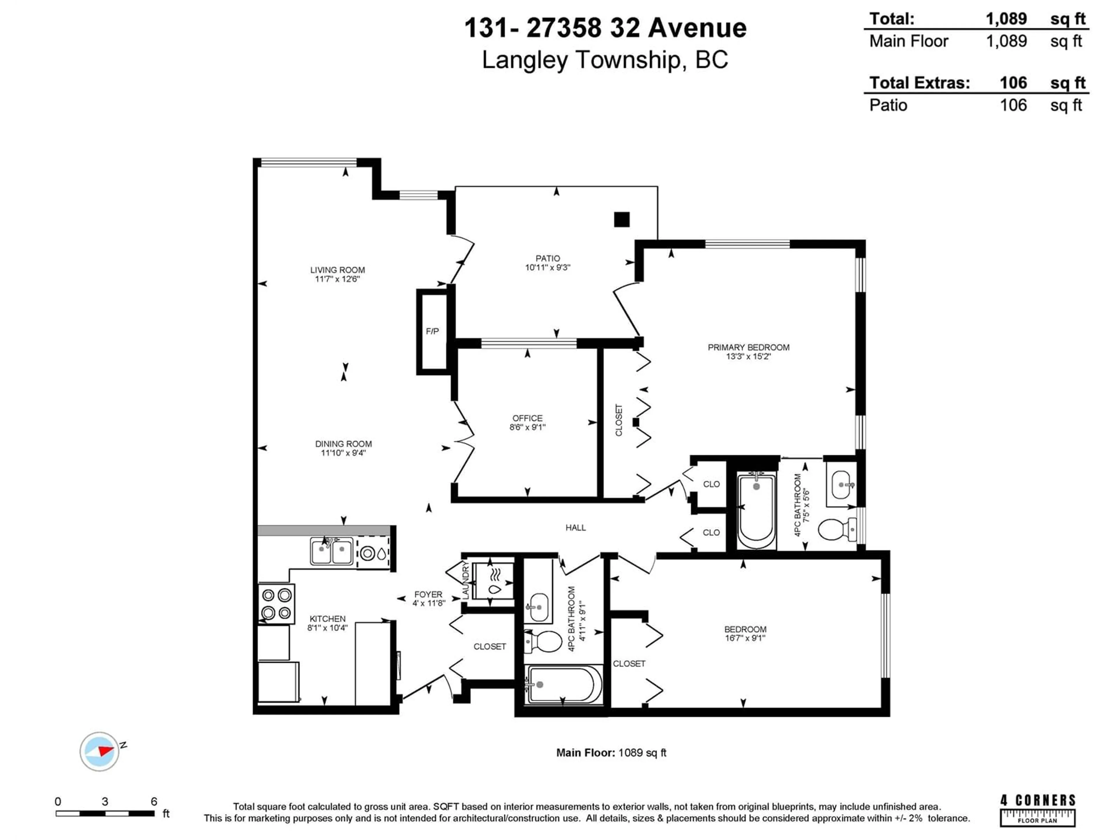 Floor plan for 131 - 27358 32, Langley British Columbia V4W3M5