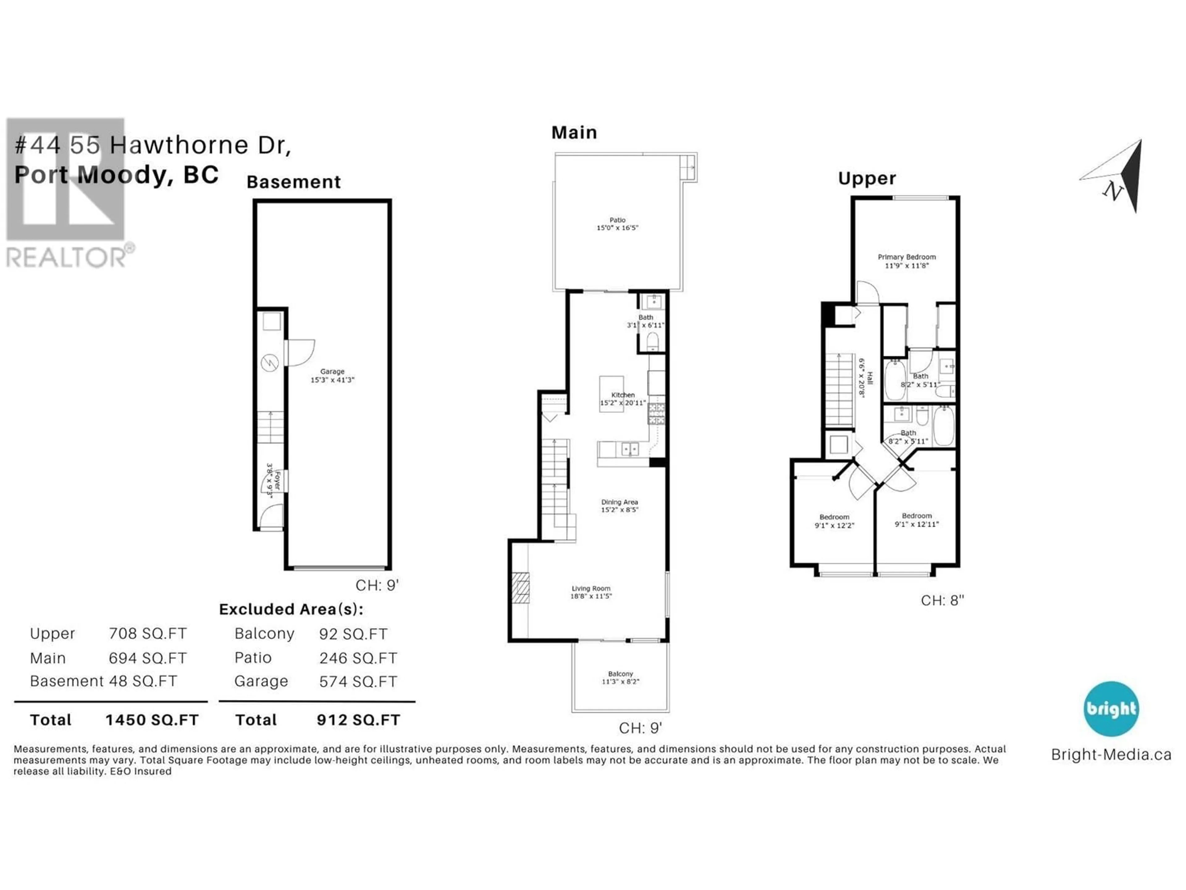 Floor plan for 44 - 55 HAWTHORN DRIVE, Port Moody British Columbia V3H0B3