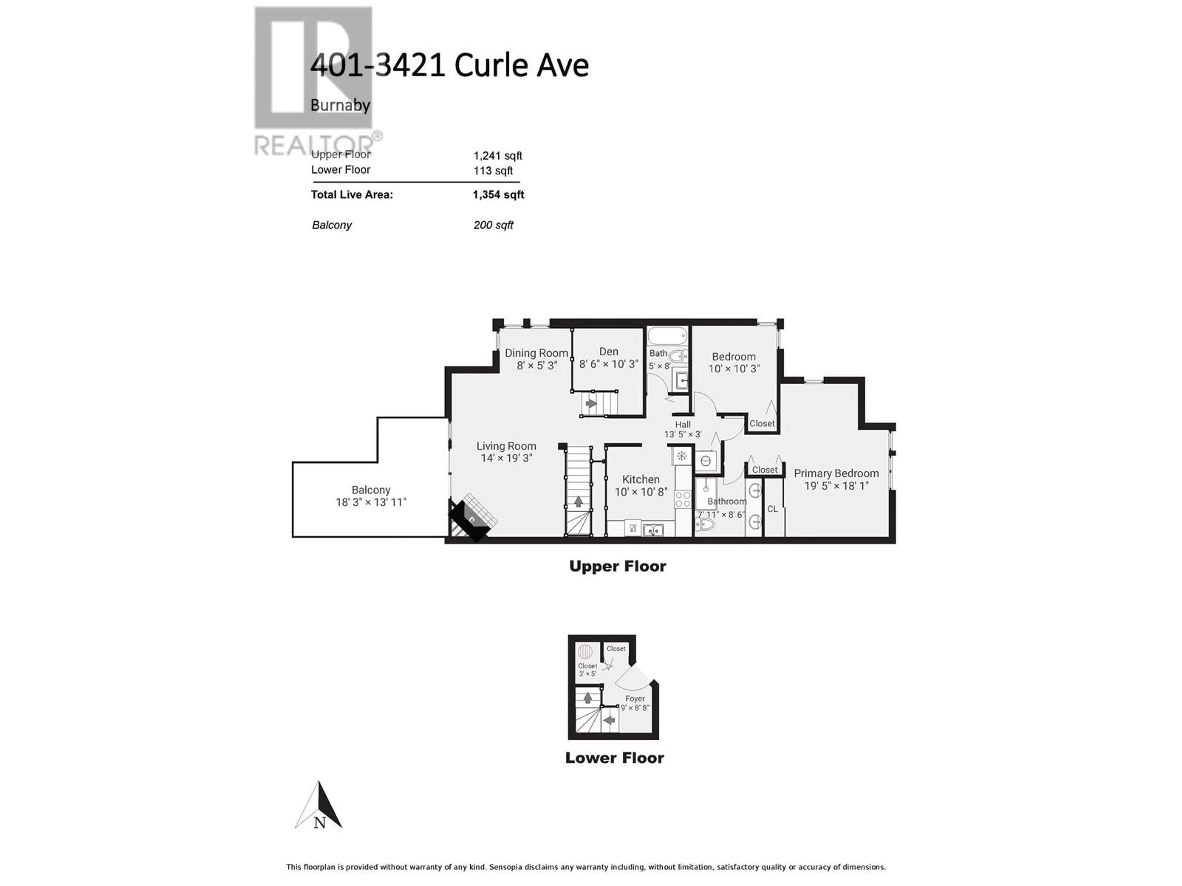 Floor plan for 401 - 3421 CURLE AVENUE, Burnaby British Columbia V5G4P4