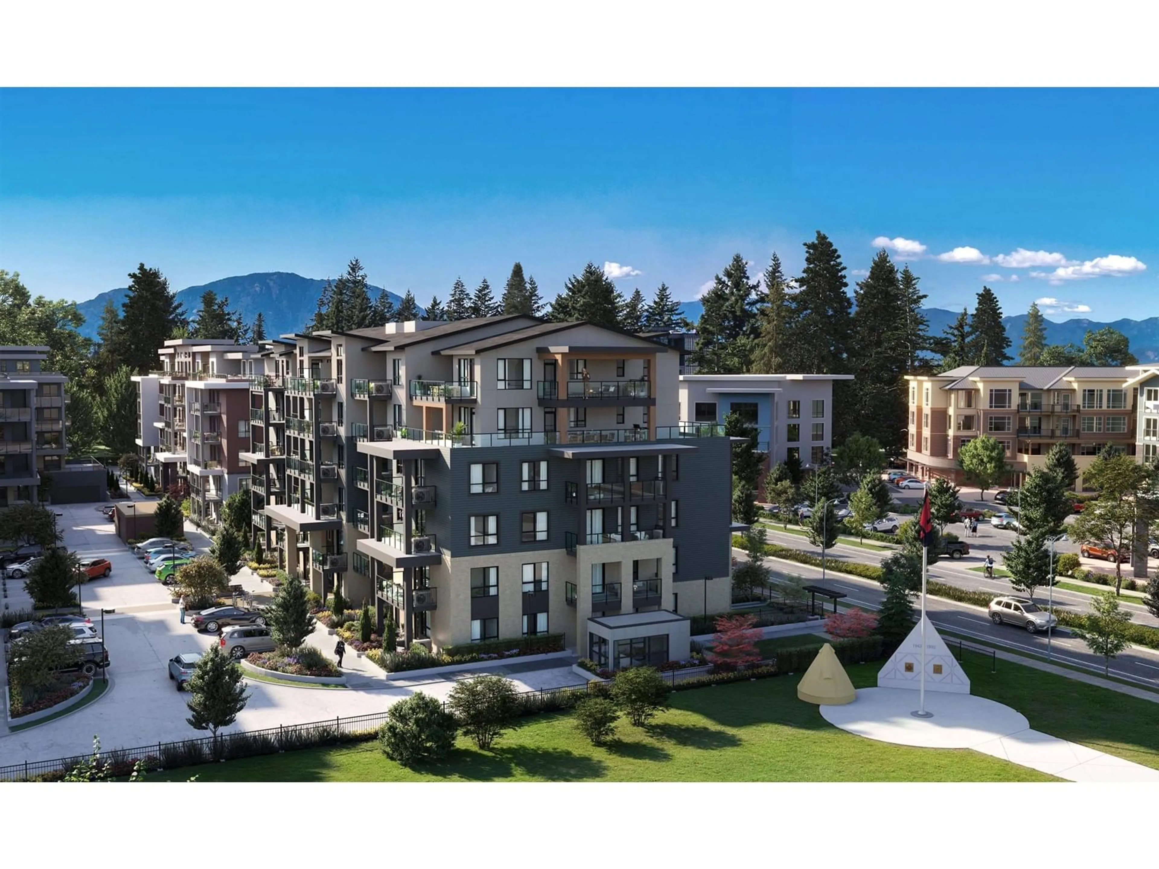 A pic from outside/outdoor area/front of a property/back of a property/a pic from drone, mountain view for 610 - 45497 CAMPUS DRIVE, Chilliwack British Columbia V2R6L8