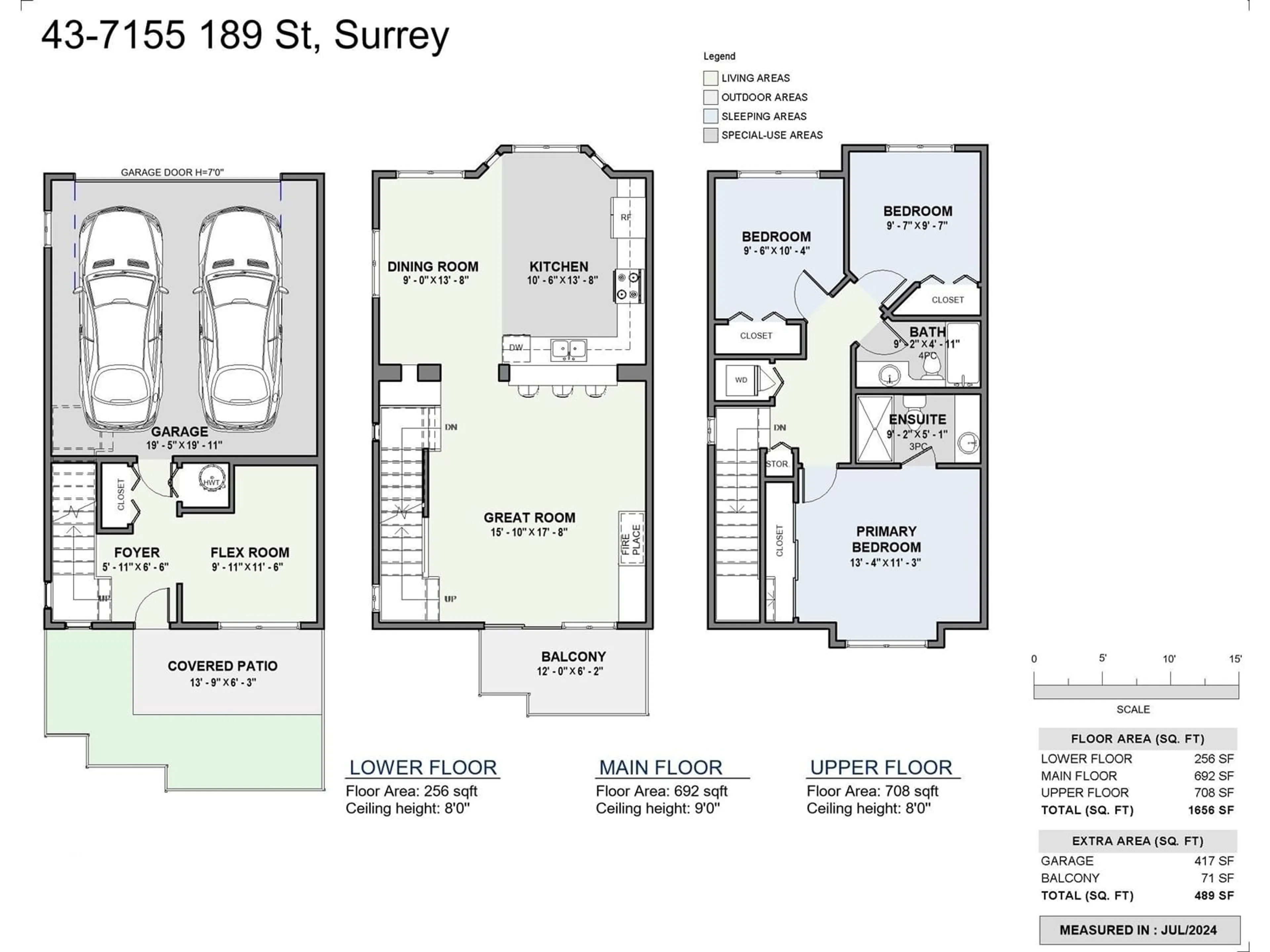 Floor plan for 43 - 7155 189, Surrey British Columbia V4N5S8