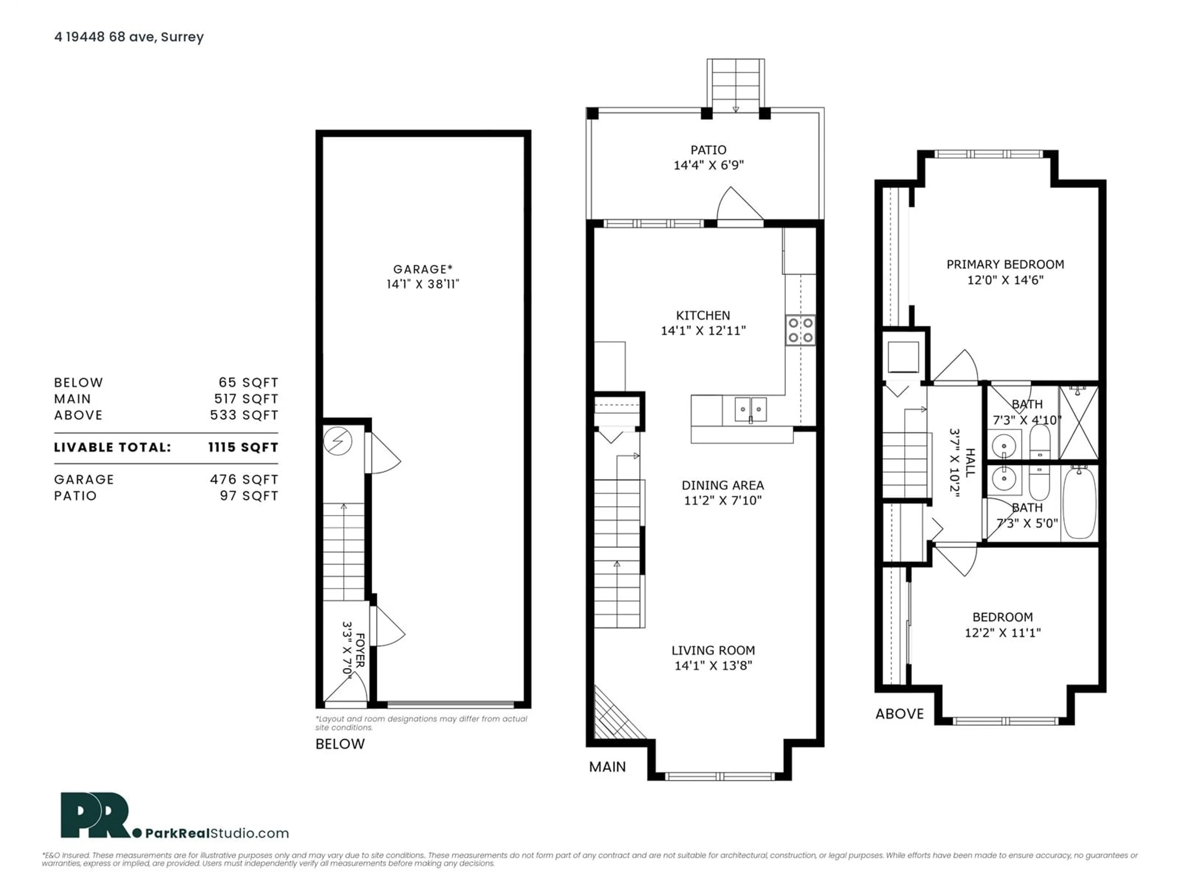 Floor plan for 4 - 19448 68, Surrey British Columbia V4N5V5