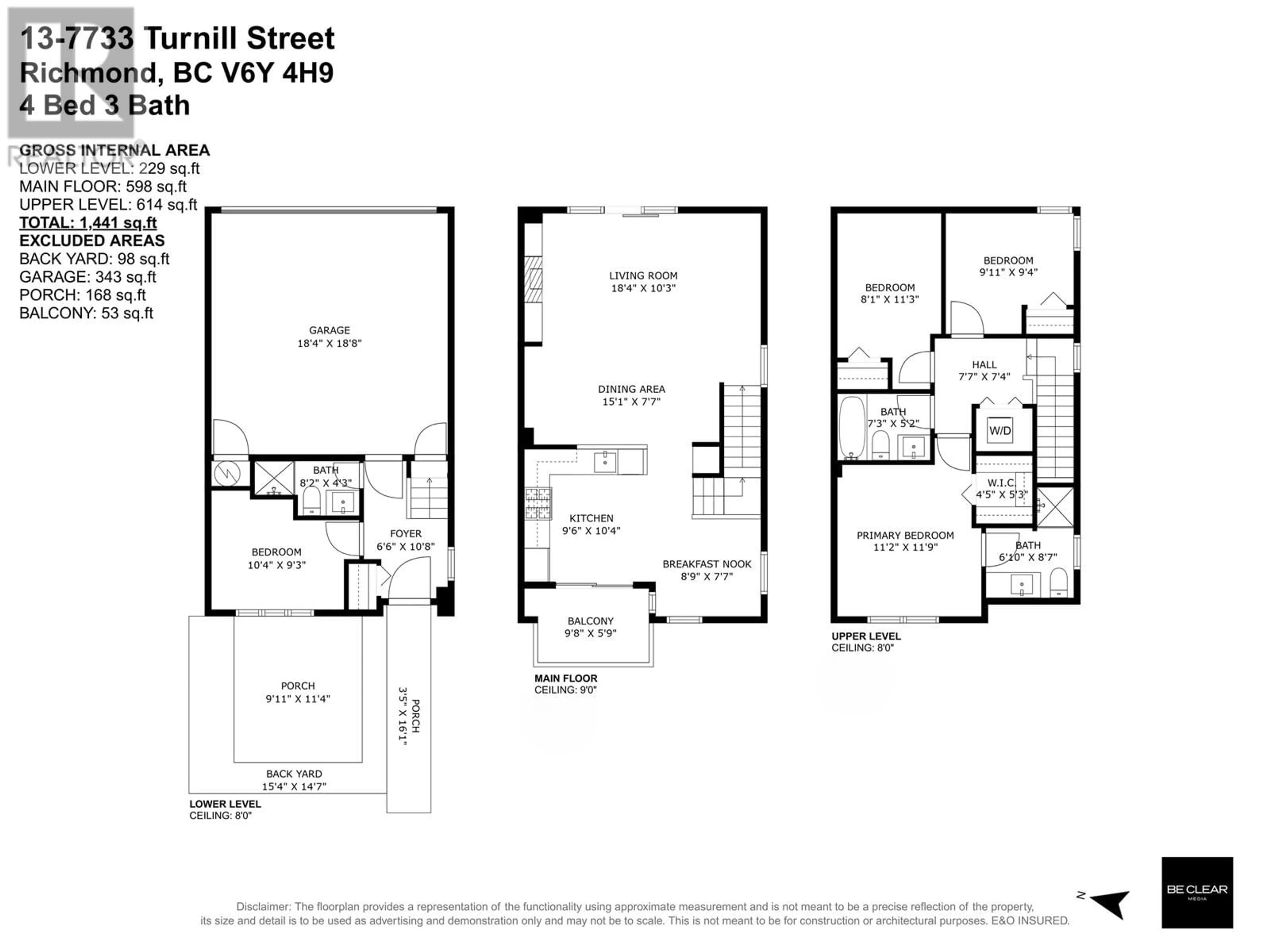 Floor plan for 13 - 7733 TURNILL STREET, Richmond British Columbia V6Y4H9