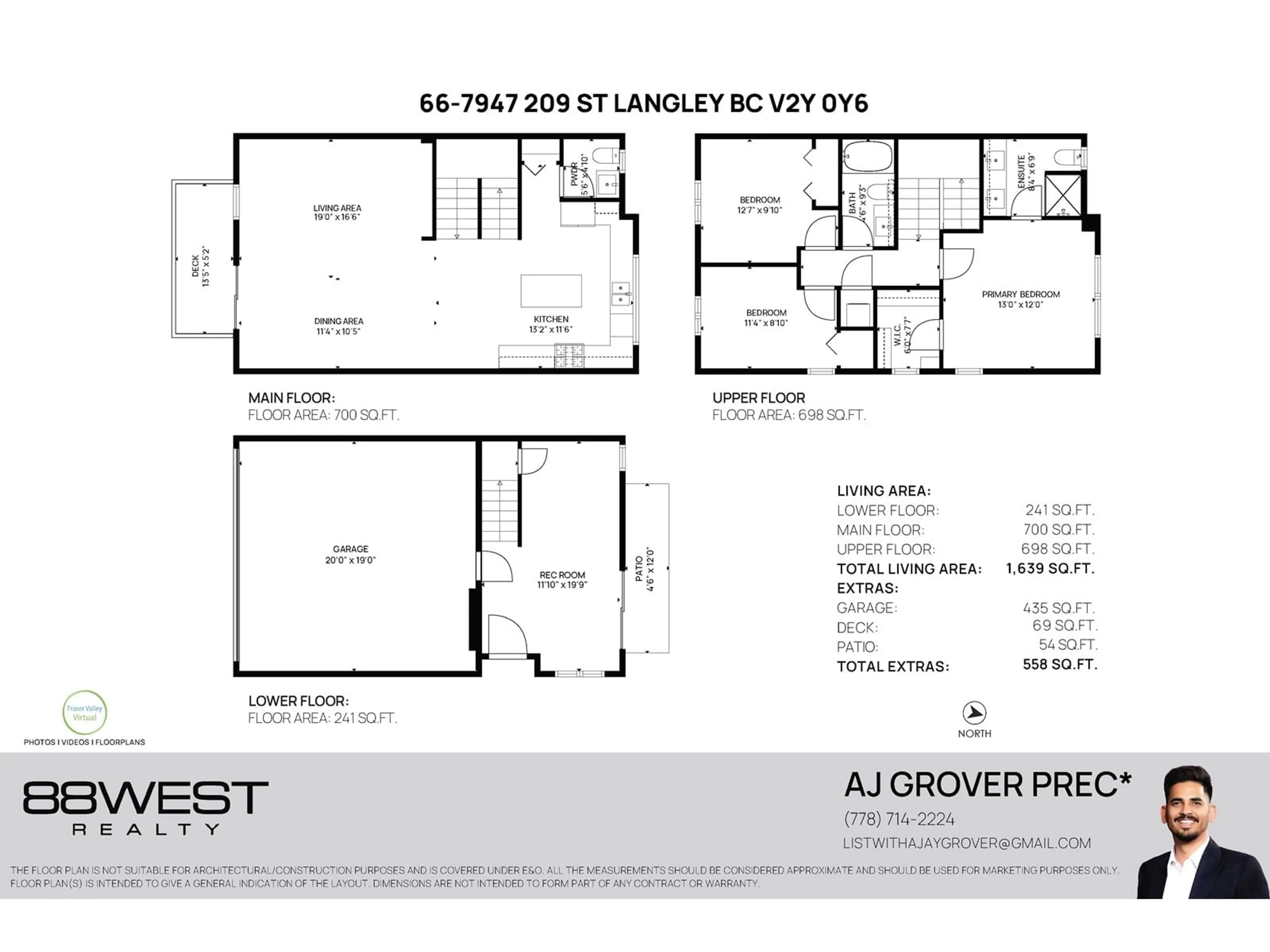 Floor plan for 66 - 7947 209, Langley British Columbia V2Y0Y6