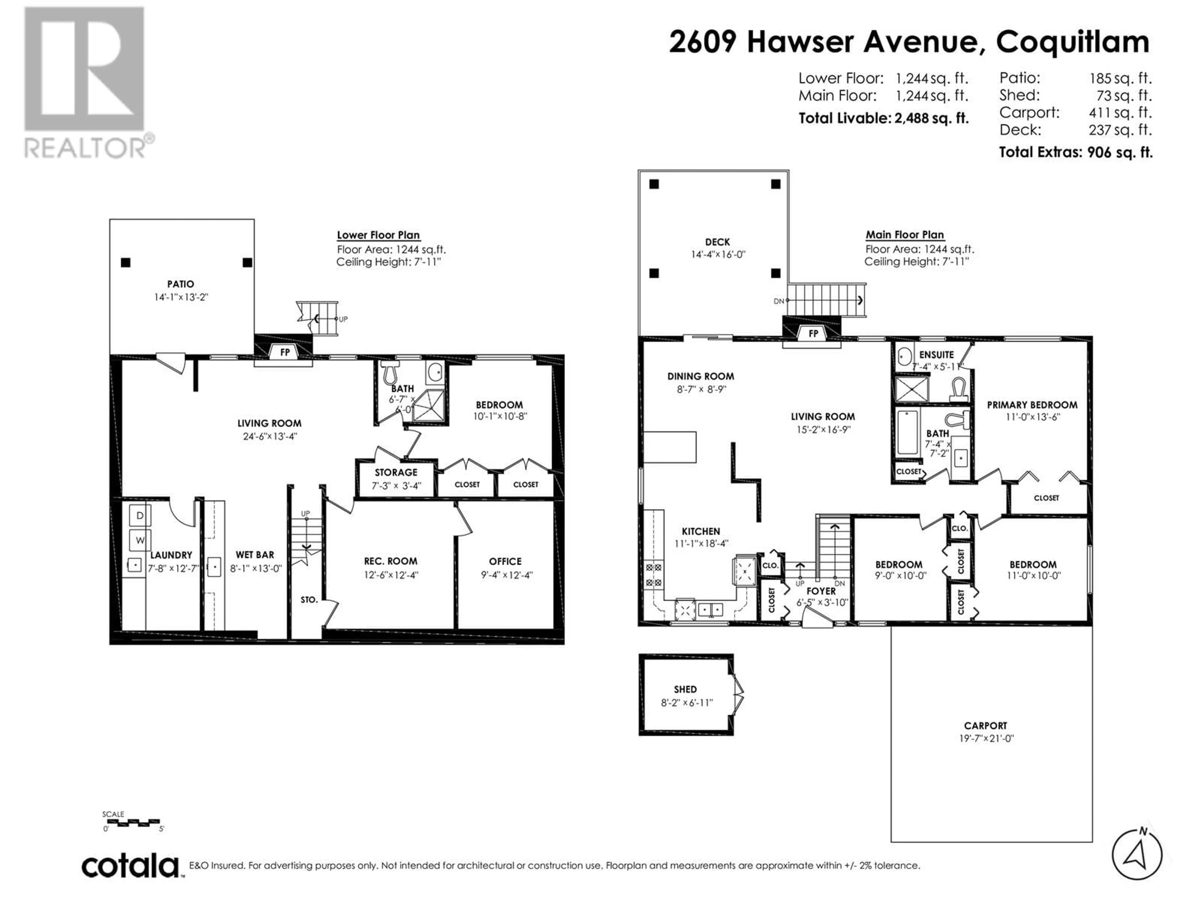 Floor plan for 2609 HAWSER AVENUE, Coquitlam British Columbia V3C4C9