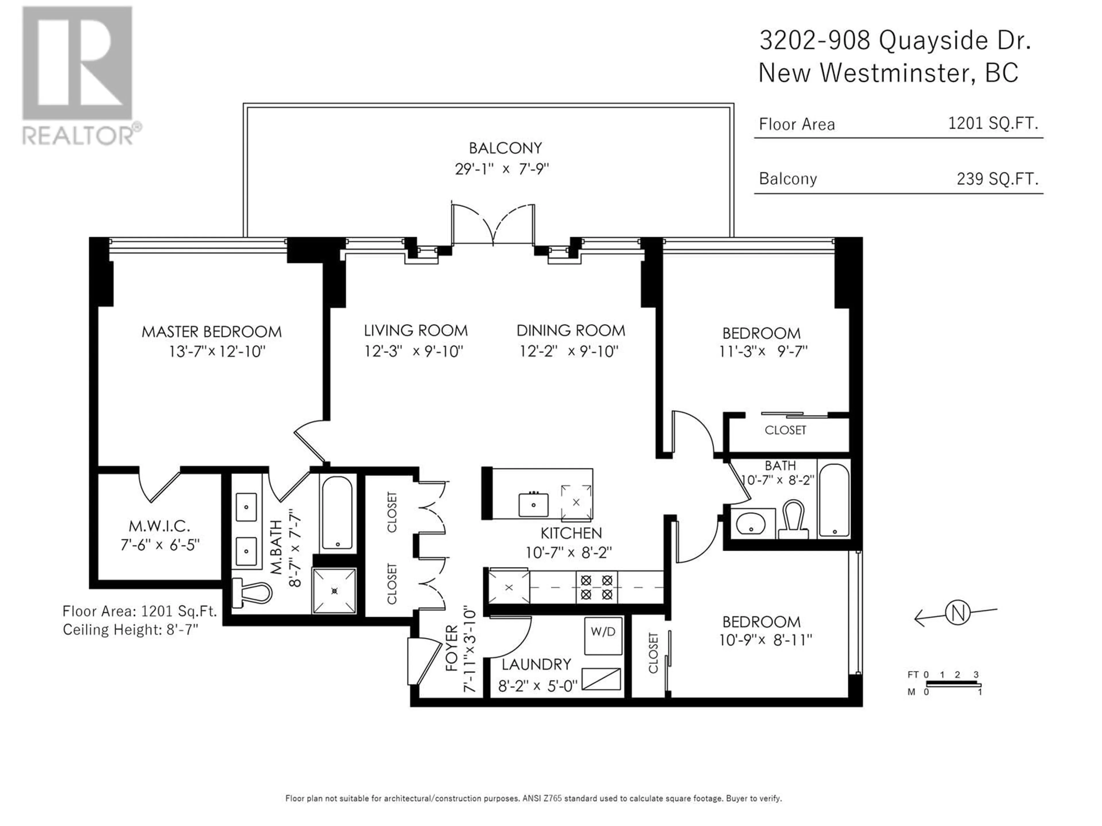 Floor plan for 3202 - 908 QUAYSIDE DRIVE, New Westminster British Columbia V3M0L4