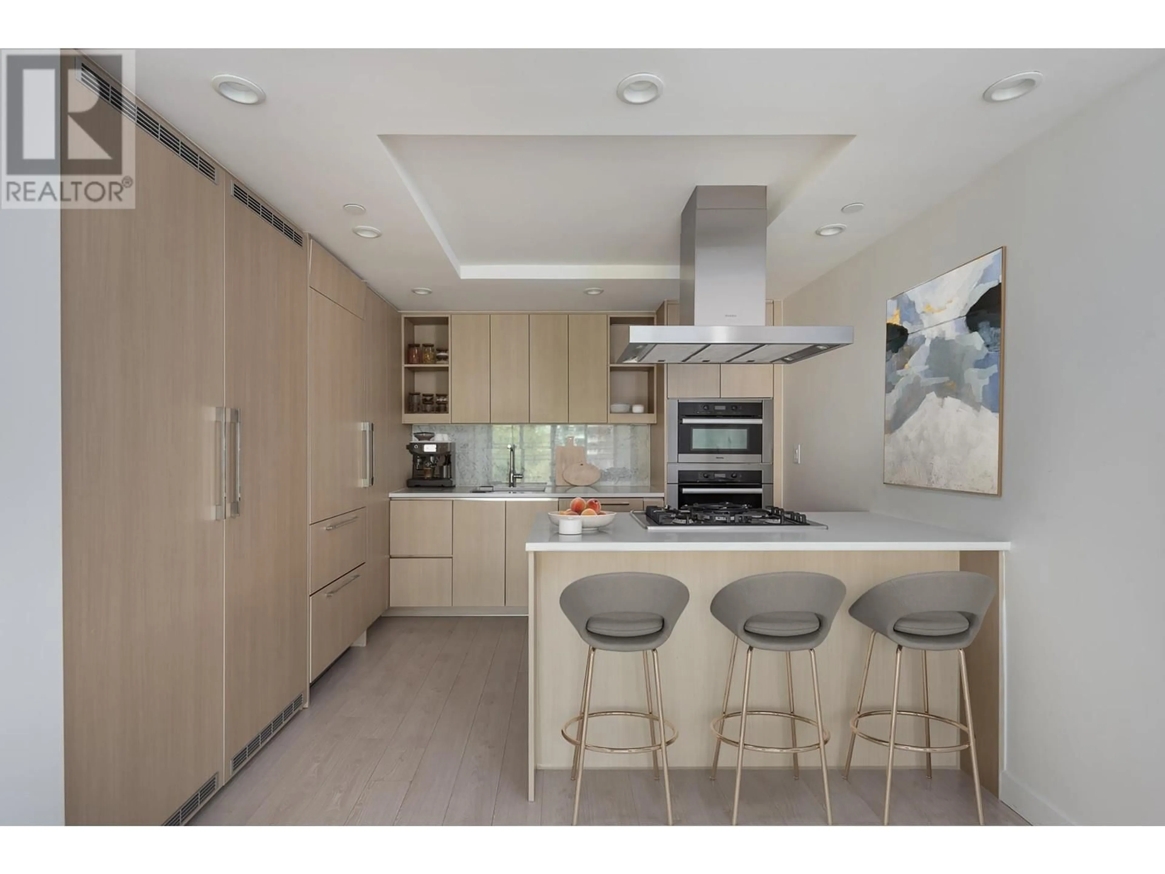 Contemporary kitchen, ceramic/tile floor for 404 - 1768 COOK STREET, Vancouver British Columbia V5Y0N3