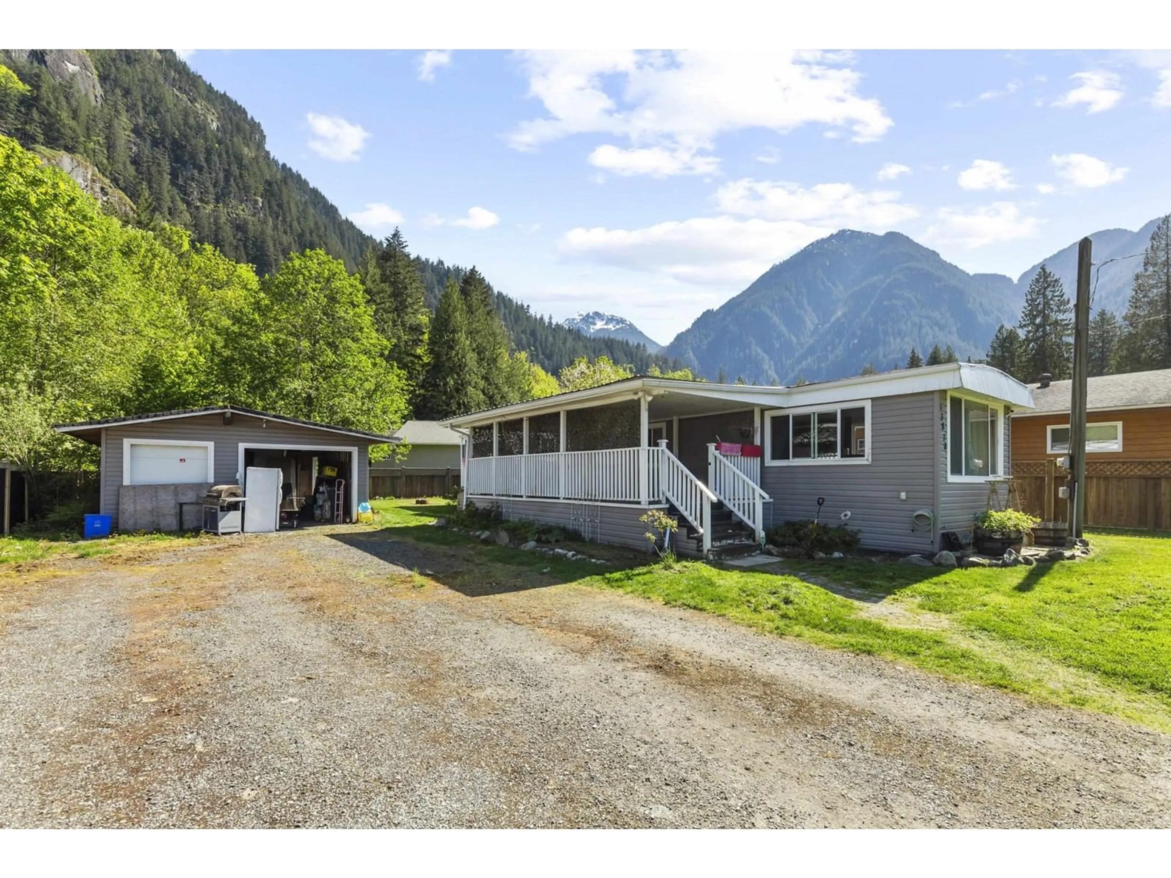 A pic from outside/outdoor area/front of a property/back of a property/a pic from drone, mountain view for 1 - 63870 OLD YALE ROAD, Hope British Columbia V0X1L2
