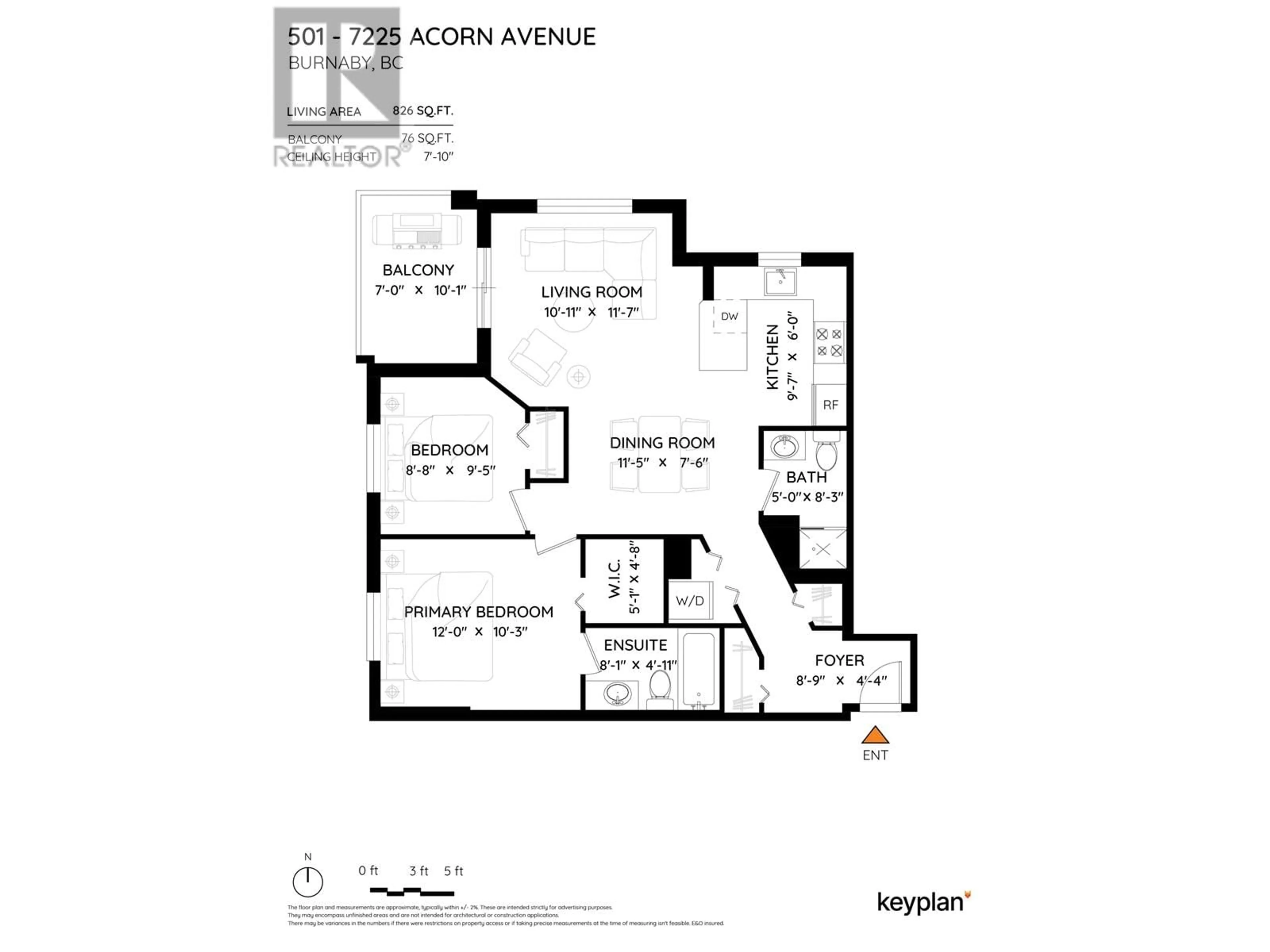 Floor plan for 501 - 7225 ACORN AVENUE, Burnaby British Columbia V5E0A9