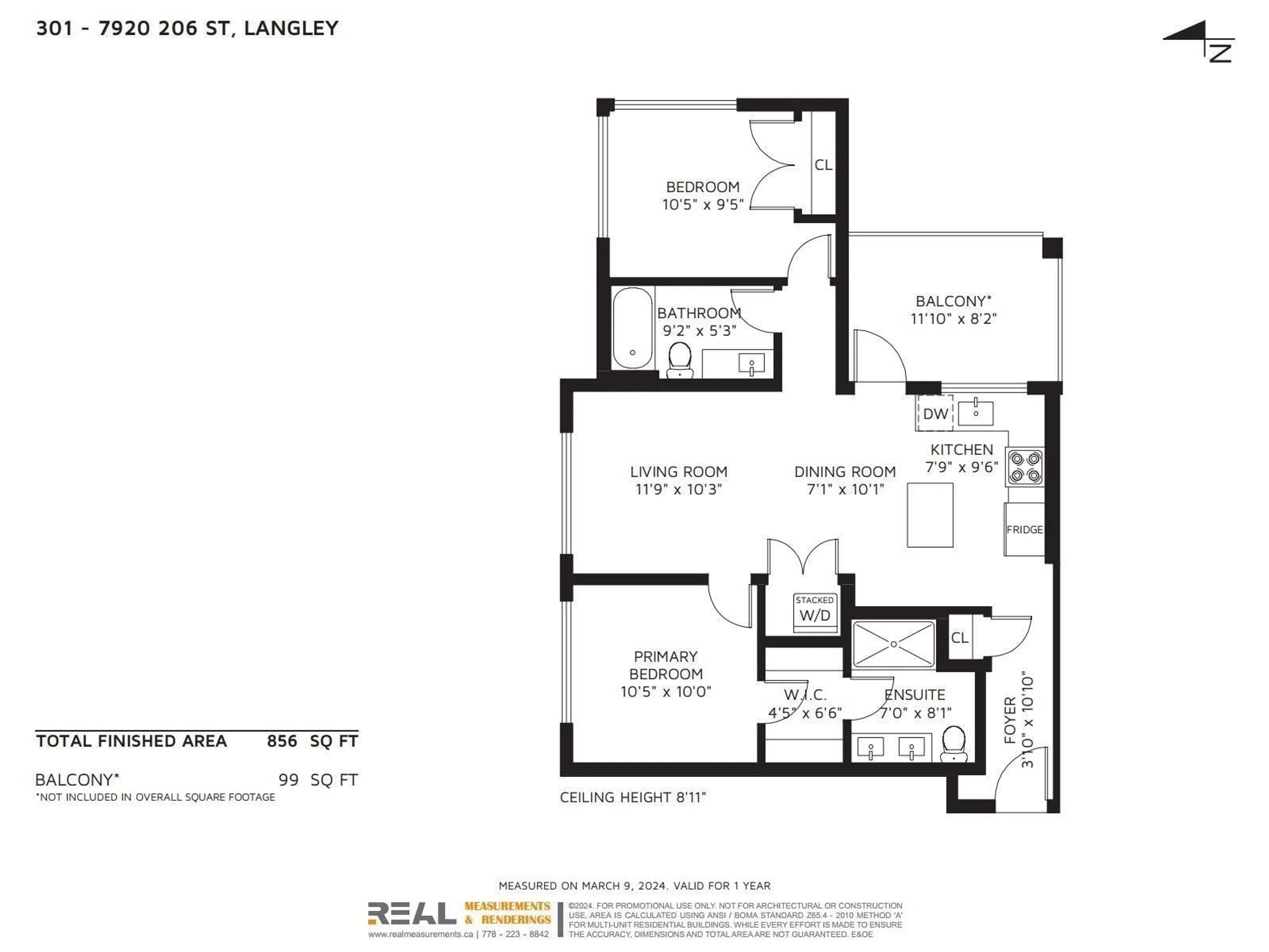 Floor plan for 301 - 7920 206, Langley British Columbia V3A8S5