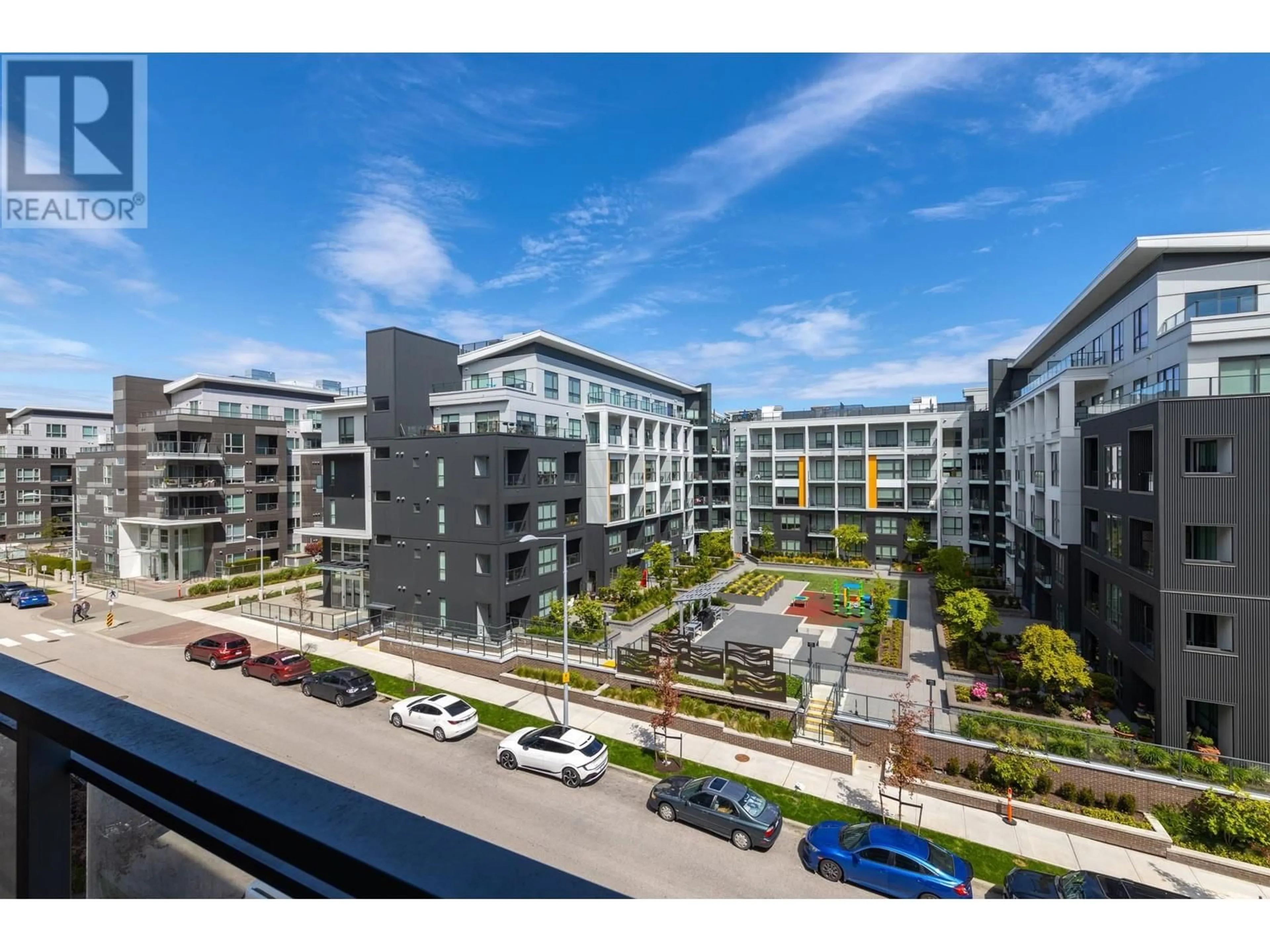 A pic from outside/outdoor area/front of a property/back of a property/a pic from drone, city buildings view from balcony for 517 - 5399 CEDARBRIDGE WAY, Richmond British Columbia V6X0L6