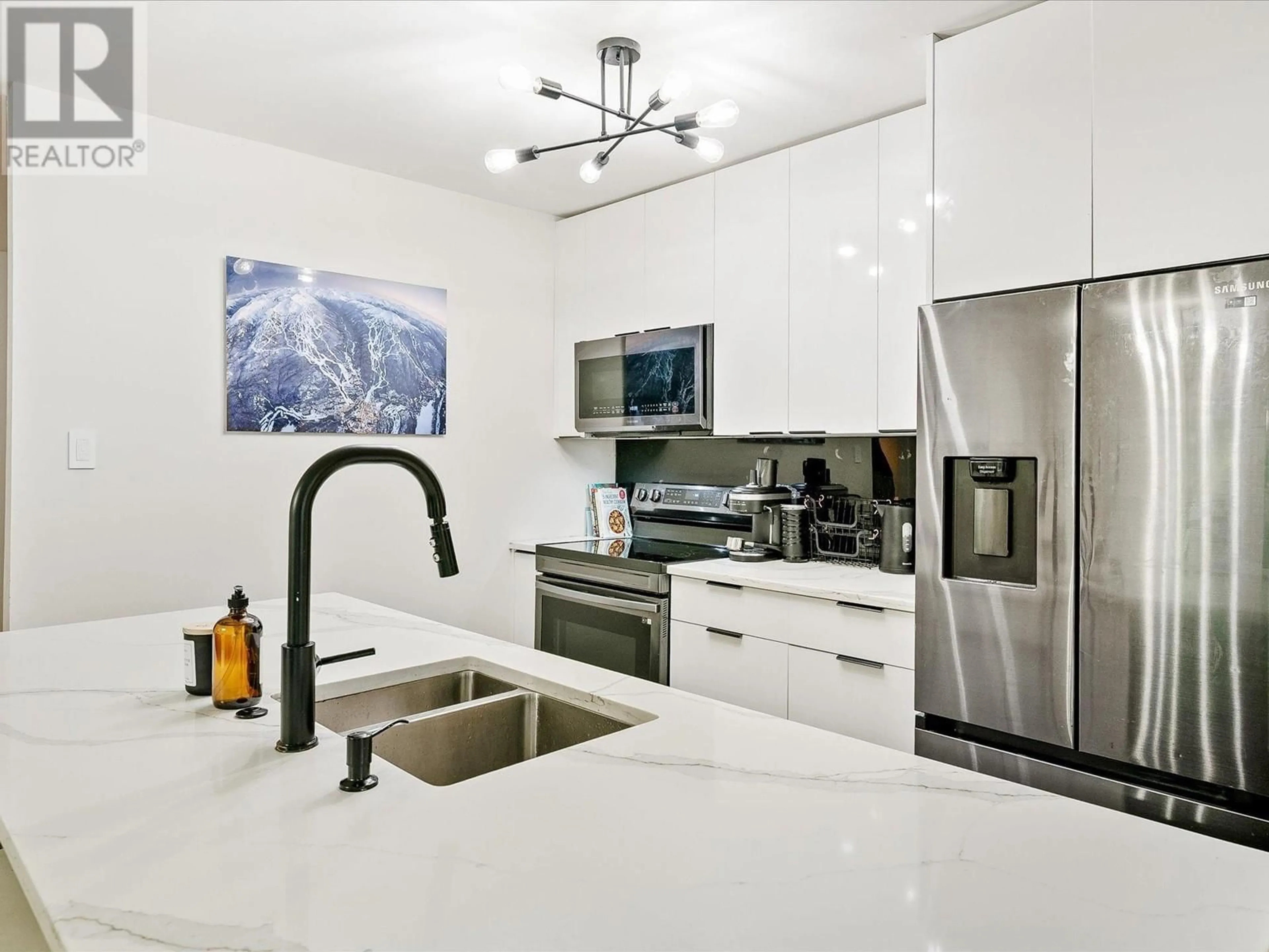 Contemporary kitchen, ceramic/tile floor for 1A - 2230 EVA LAKE ROAD, Whistler British Columbia V8E0M5