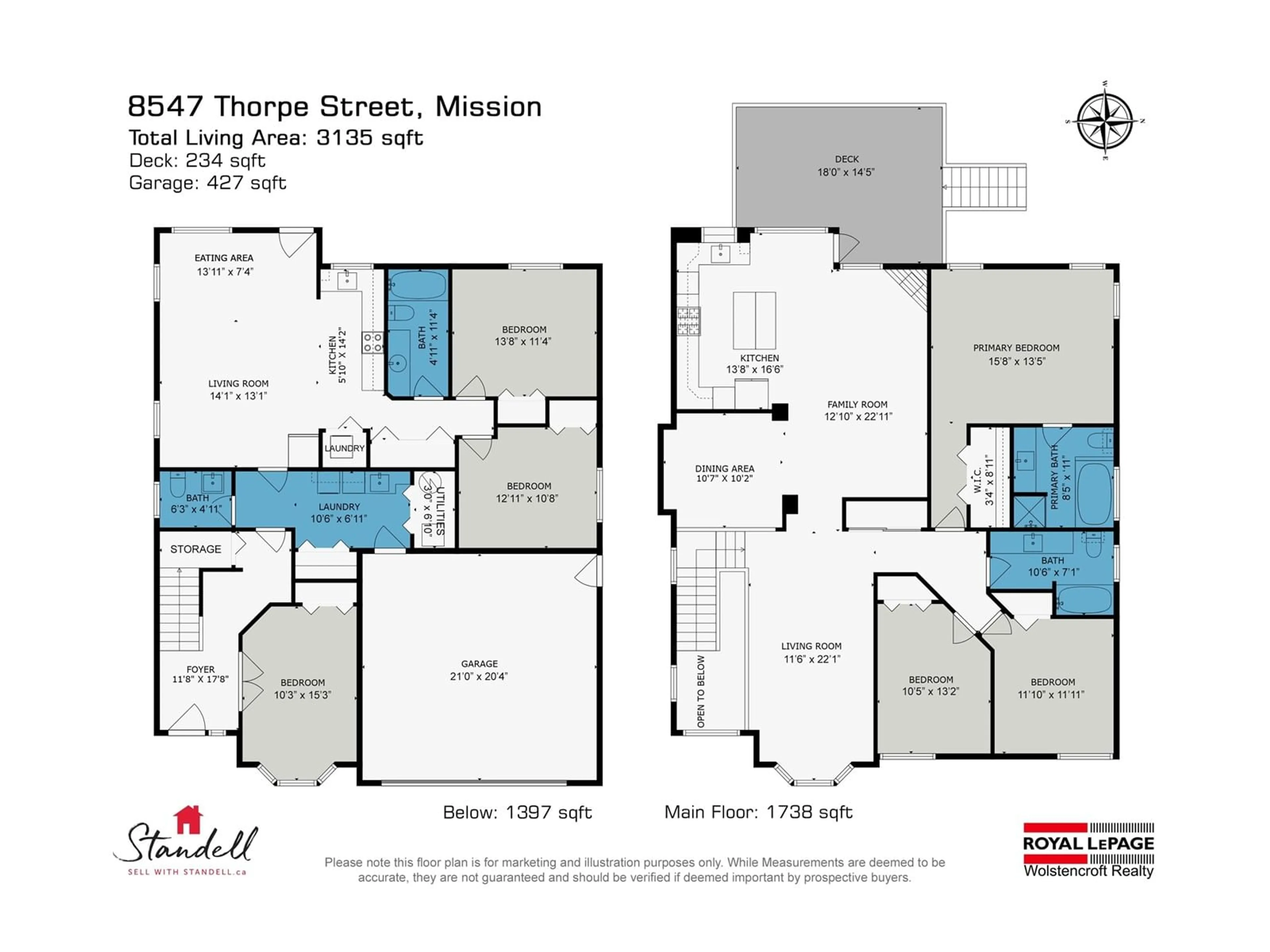 Floor plan for 8547 THORPE, Mission British Columbia V4S0B1