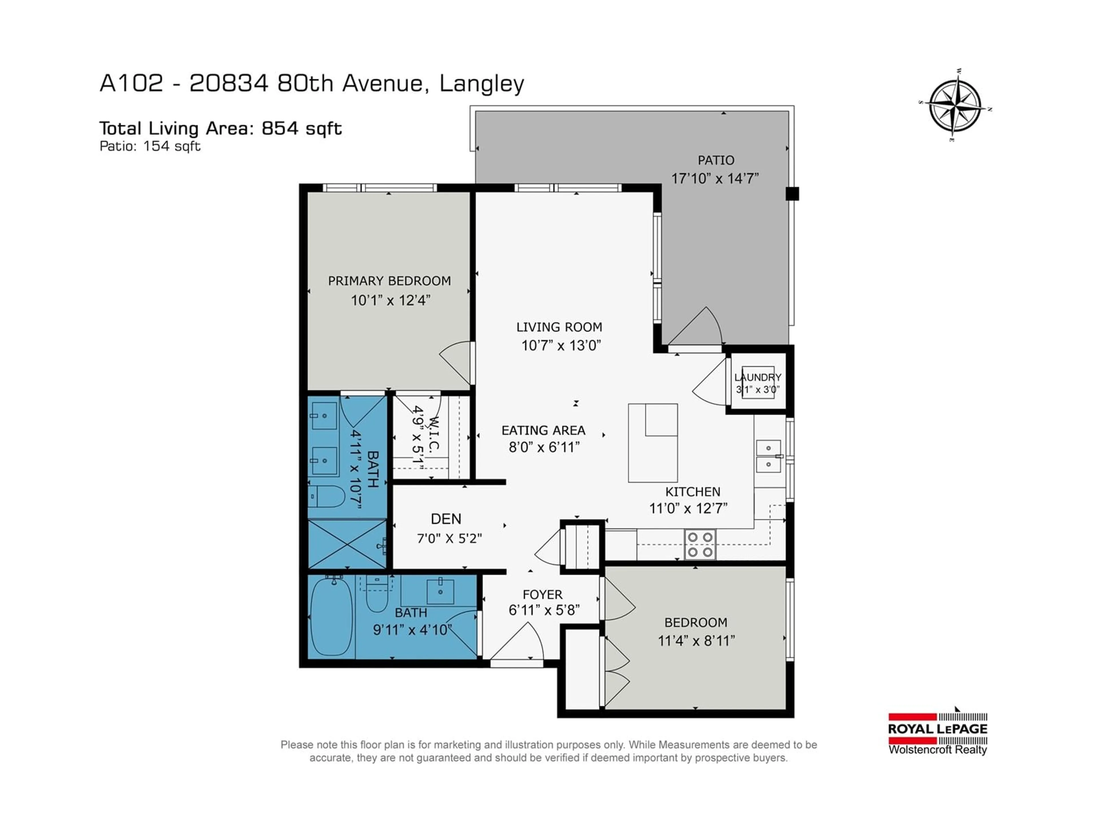 Floor plan for A102 - 20834 80, Langley British Columbia V2Y3M3