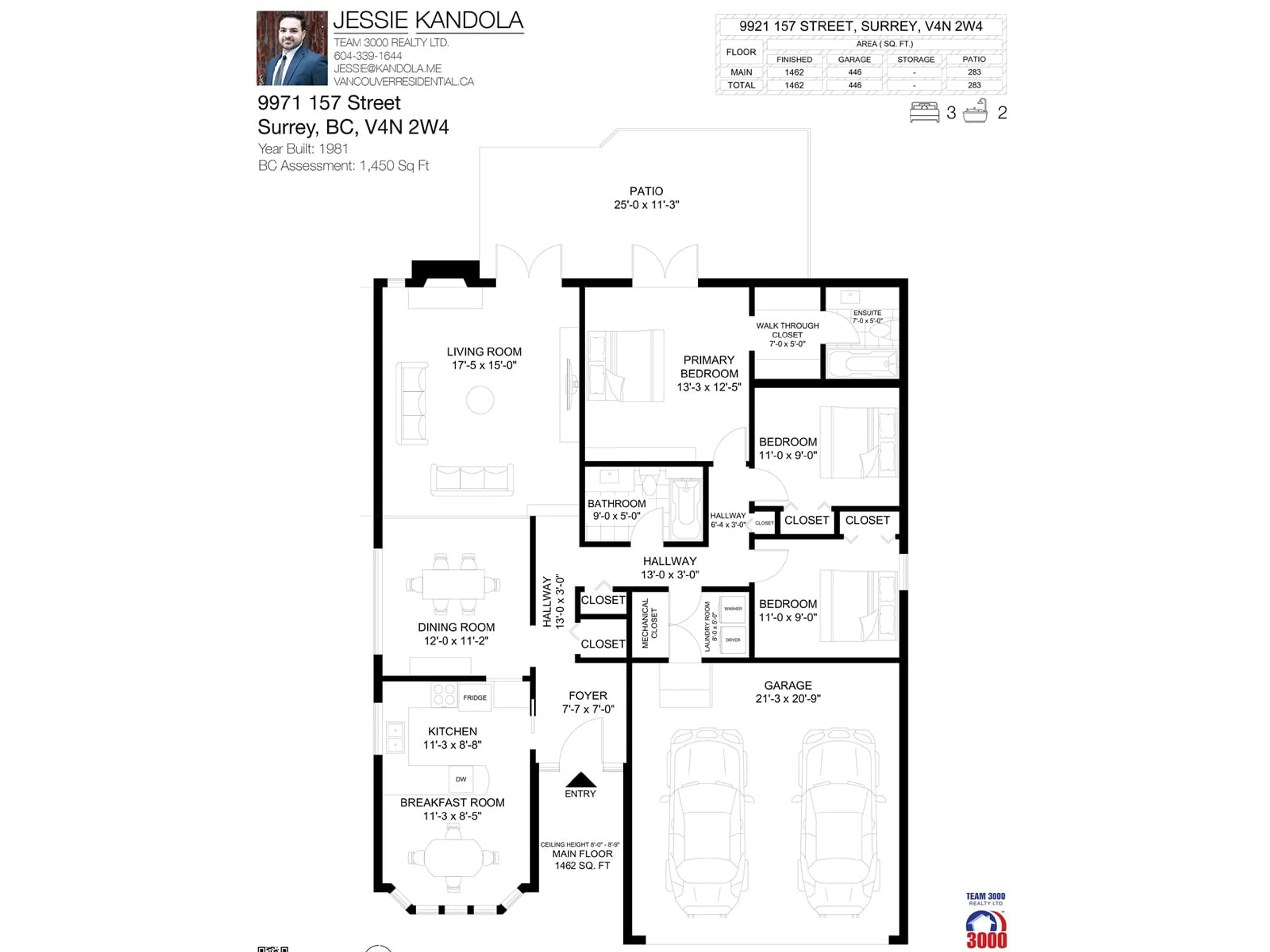Floor plan for 9921 157, Surrey British Columbia V4N2W4