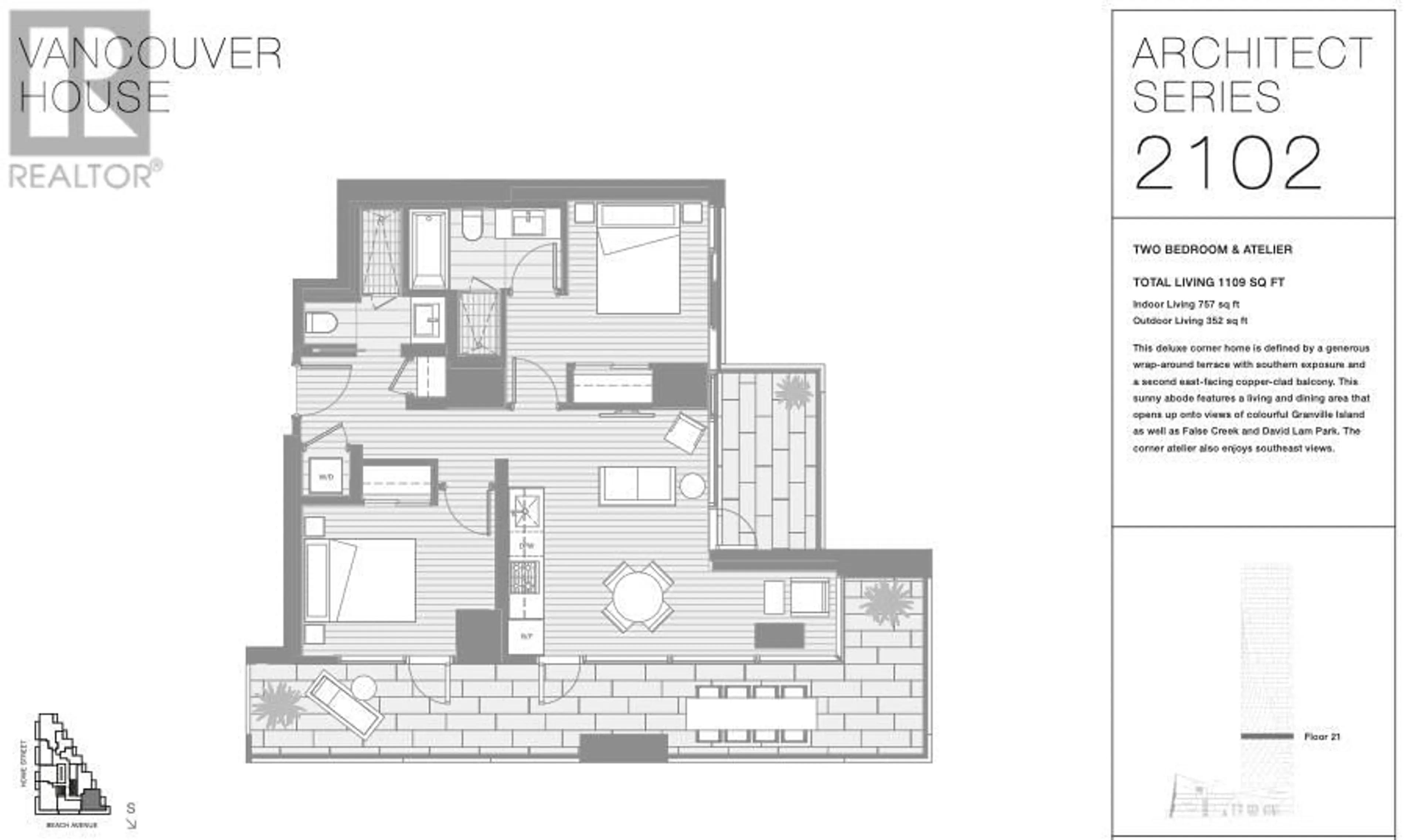 Floor plan for 2102 - 1480 HOWE STREET, Vancouver British Columbia V6Z1C4