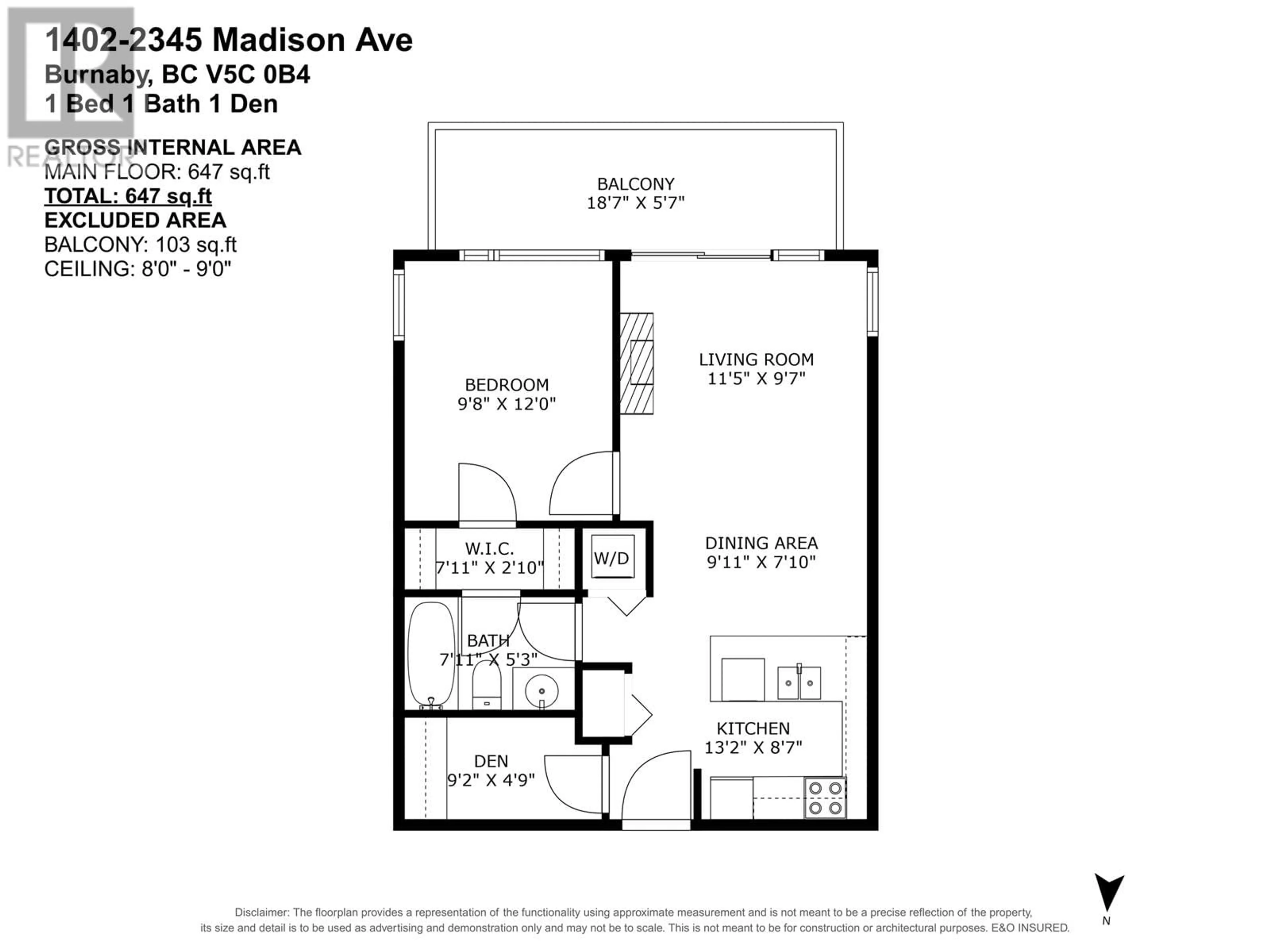 Floor plan for 1402 - 2345 MADISON AVENUE, Burnaby British Columbia V5C0B4