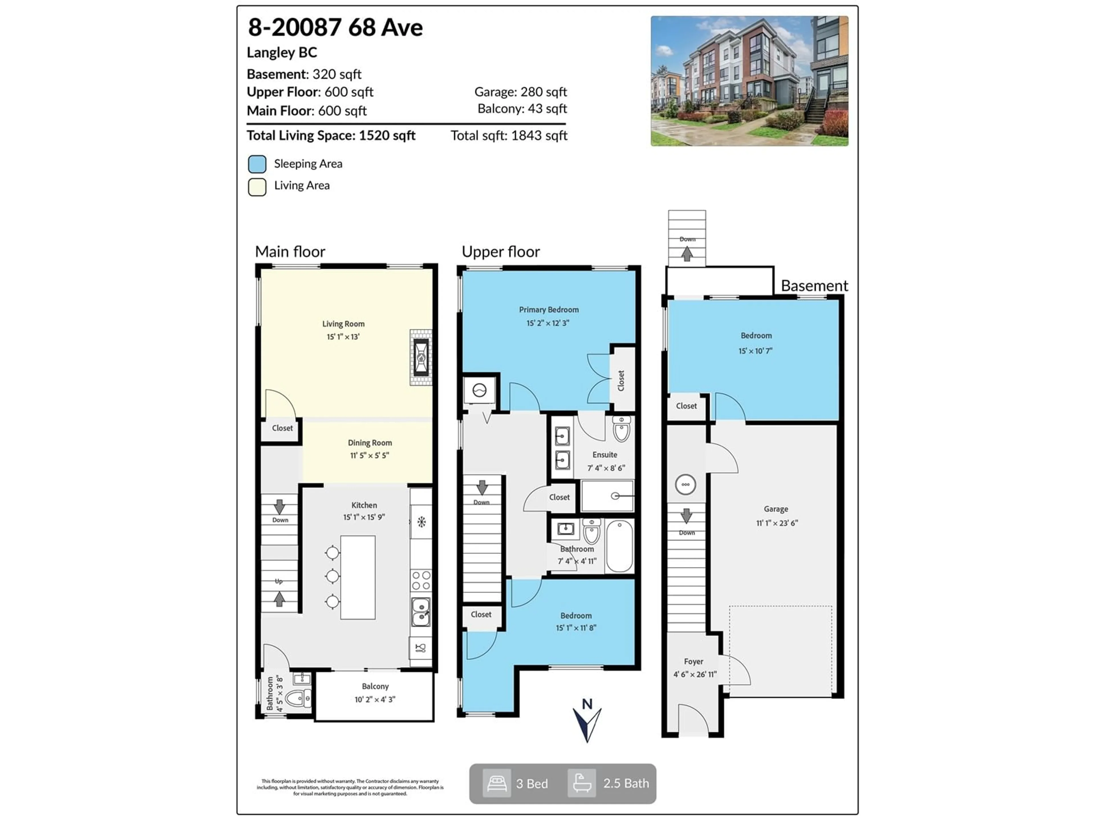 Floor plan for 8 - 20087 68TH, Langley British Columbia V2Y0Y4