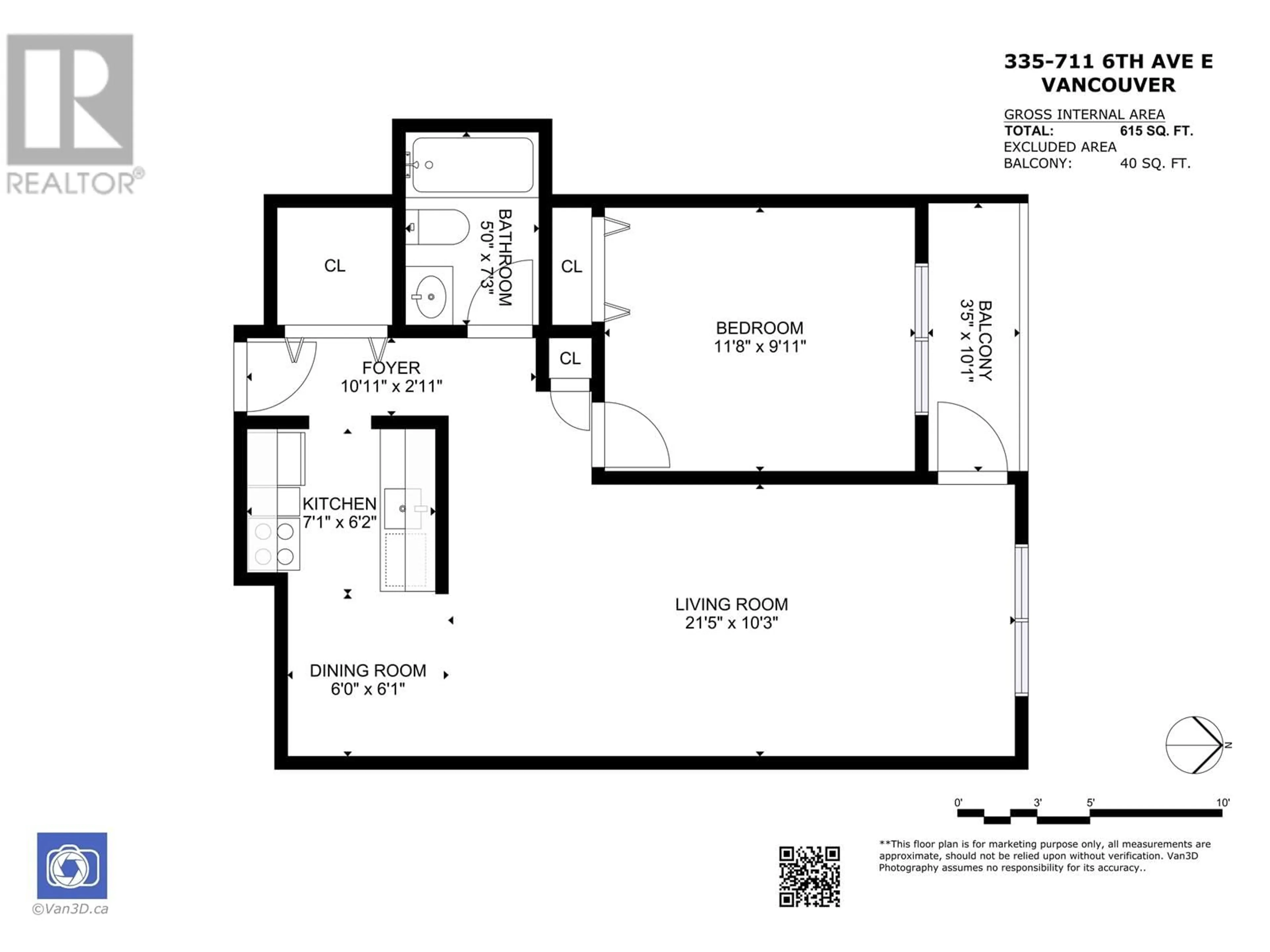 Floor plan for 335 - 711 6TH AVENUE, Vancouver British Columbia V5T1L7