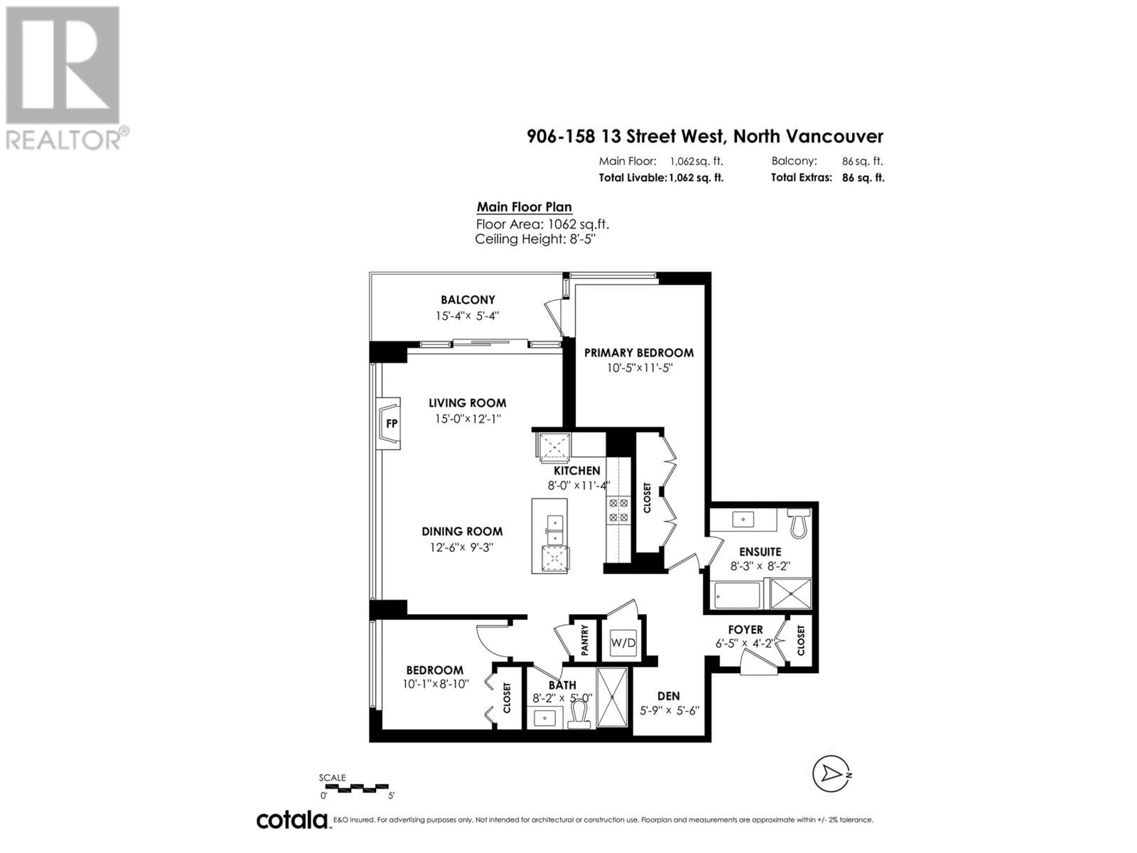 Floor plan for 906 - 158 13TH STREET, North Vancouver British Columbia V7M0A7