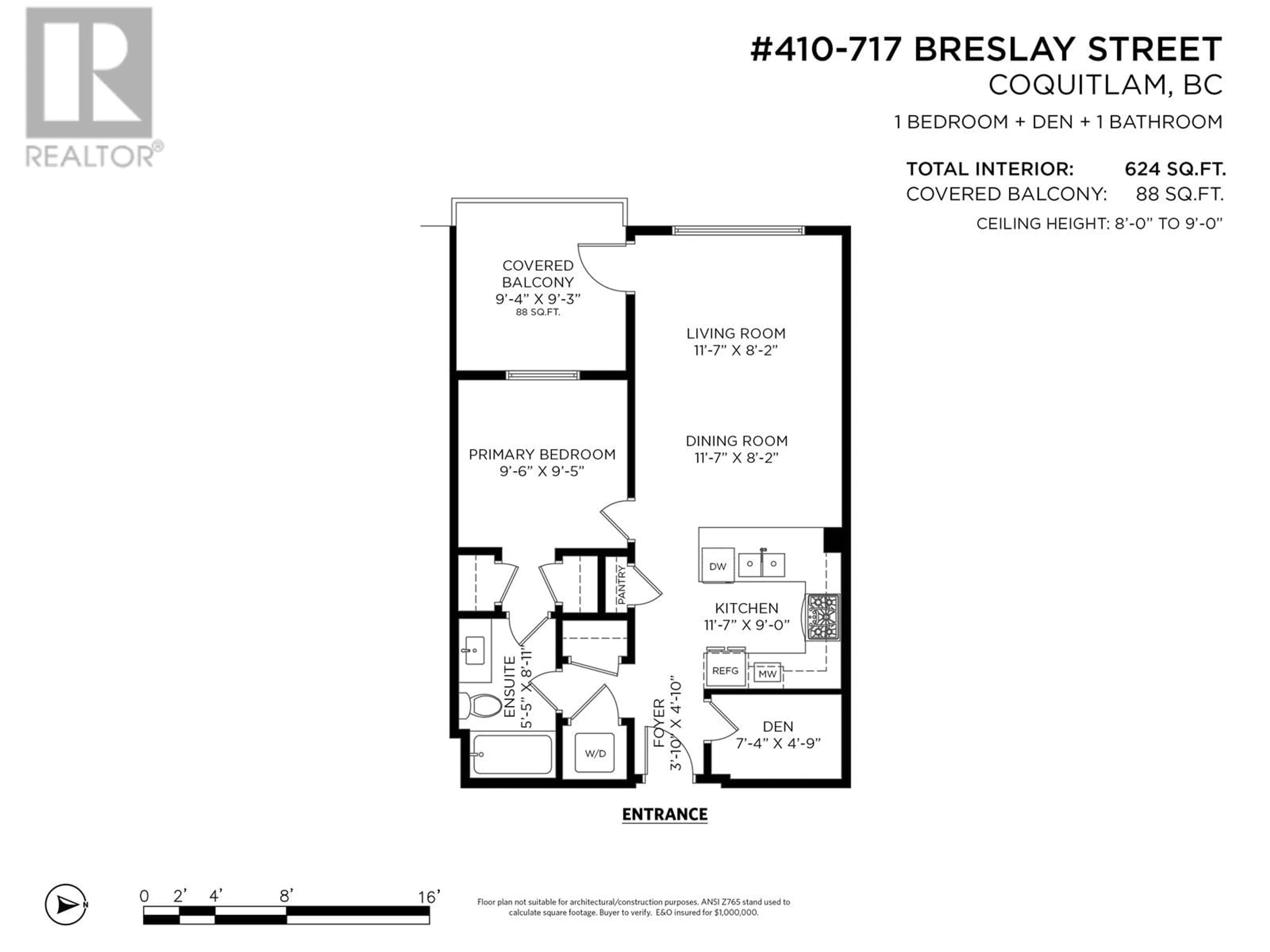Floor plan for 410 - 717 BRESLAY STREET, Coquitlam British Columbia V3J0J3