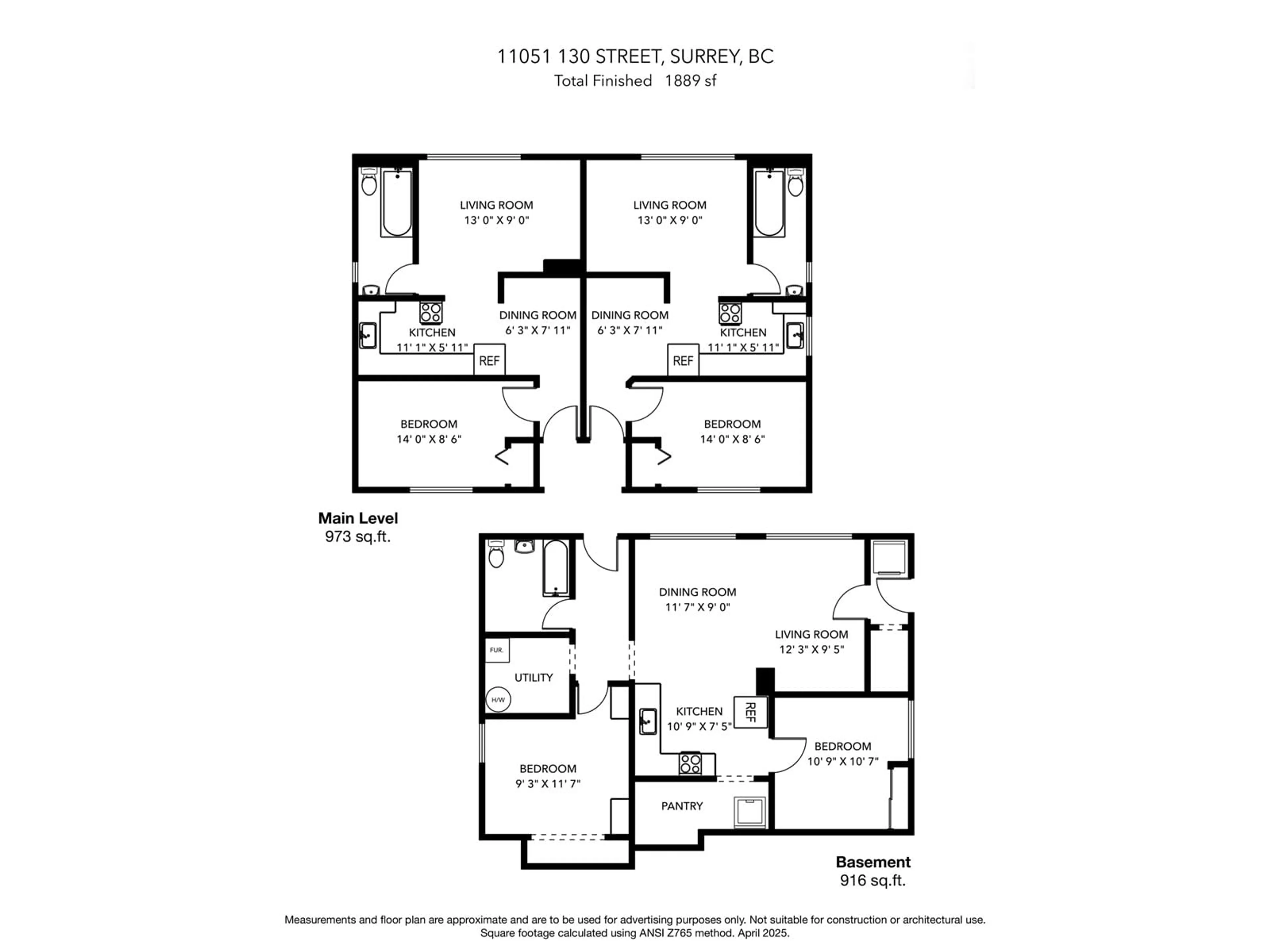 Floor plan for 11051 130, Surrey British Columbia V3T3M3
