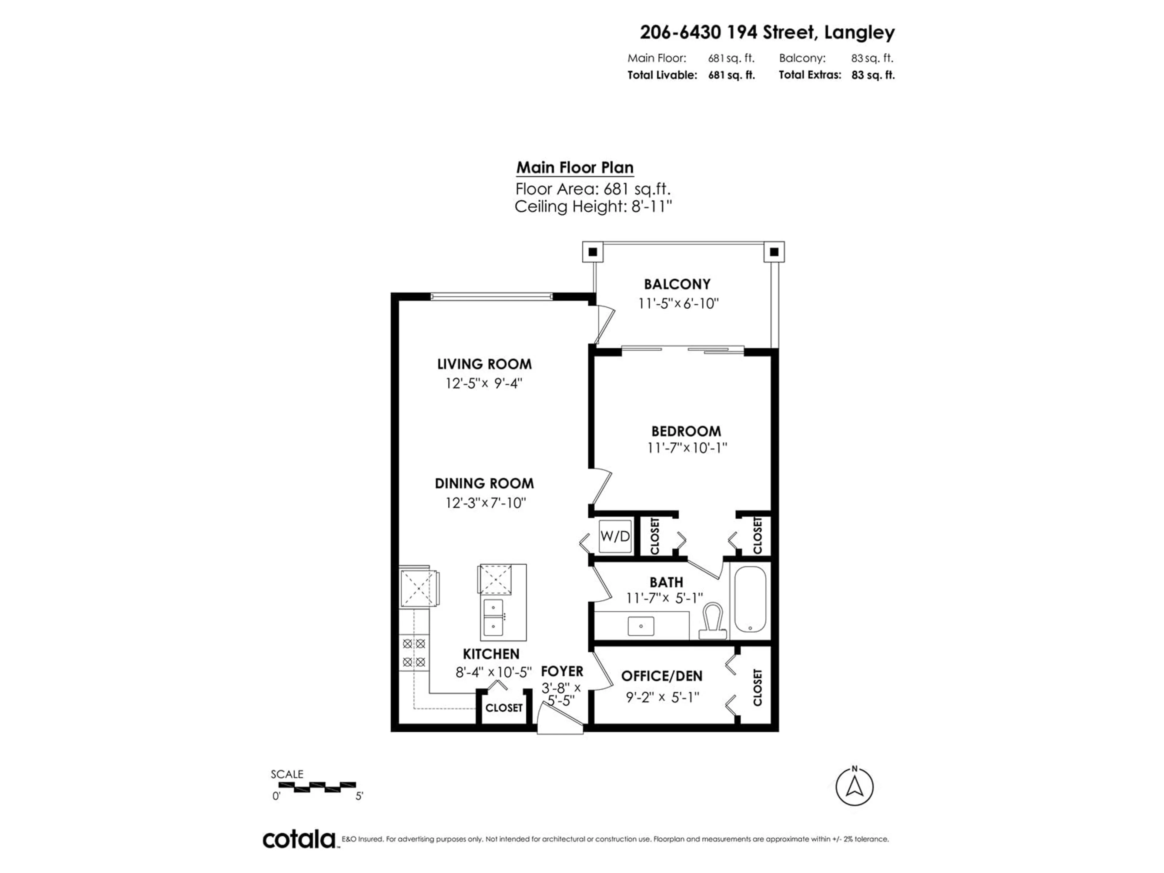 Floor plan for 206 - 6430 194, Surrey British Columbia V4N6J7