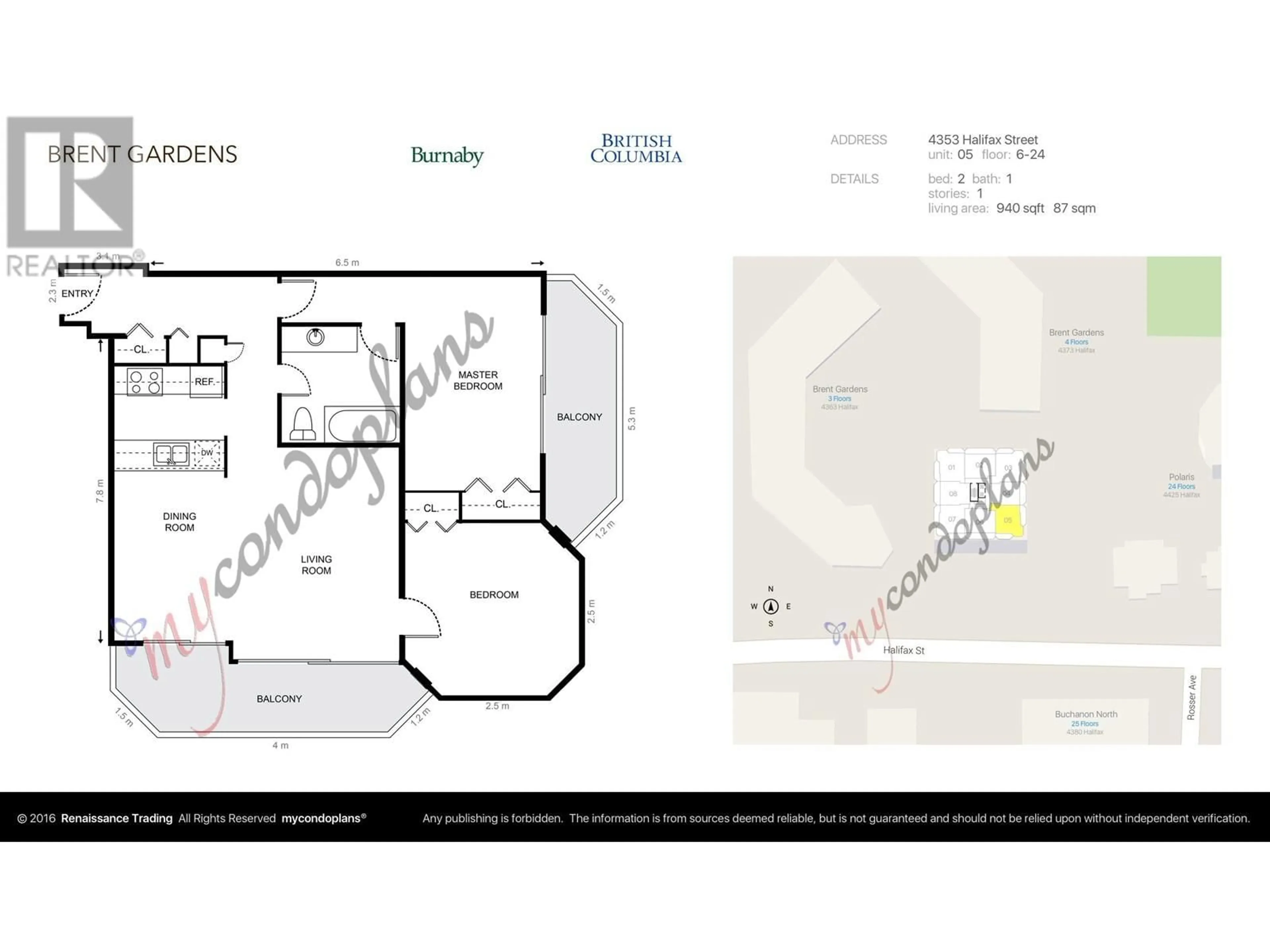 Floor plan for 1705 - 4353 HALIFAX STREET, Burnaby British Columbia V5C5Z4