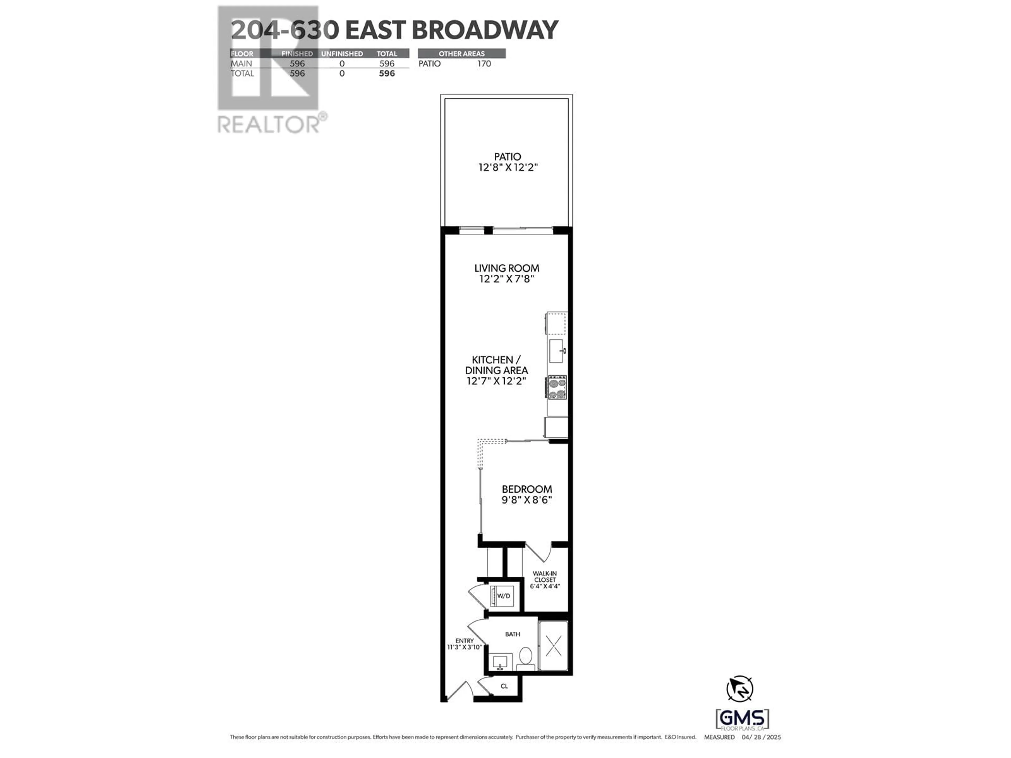 Floor plan for 204 - 630 BROADWAY STREET, Vancouver British Columbia V5T0J1