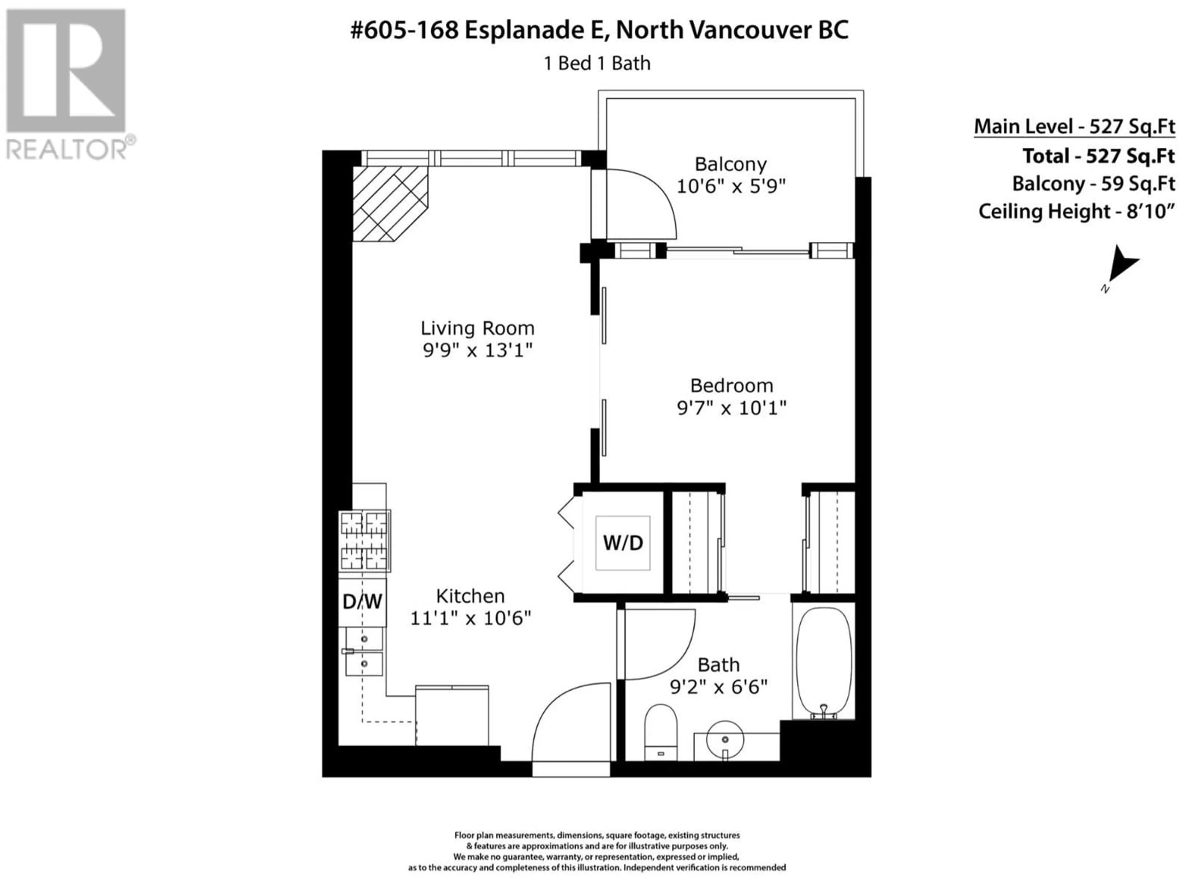 Floor plan for 605 - 168 ESPLANADE AVENUE, North Vancouver British Columbia V7L4X8