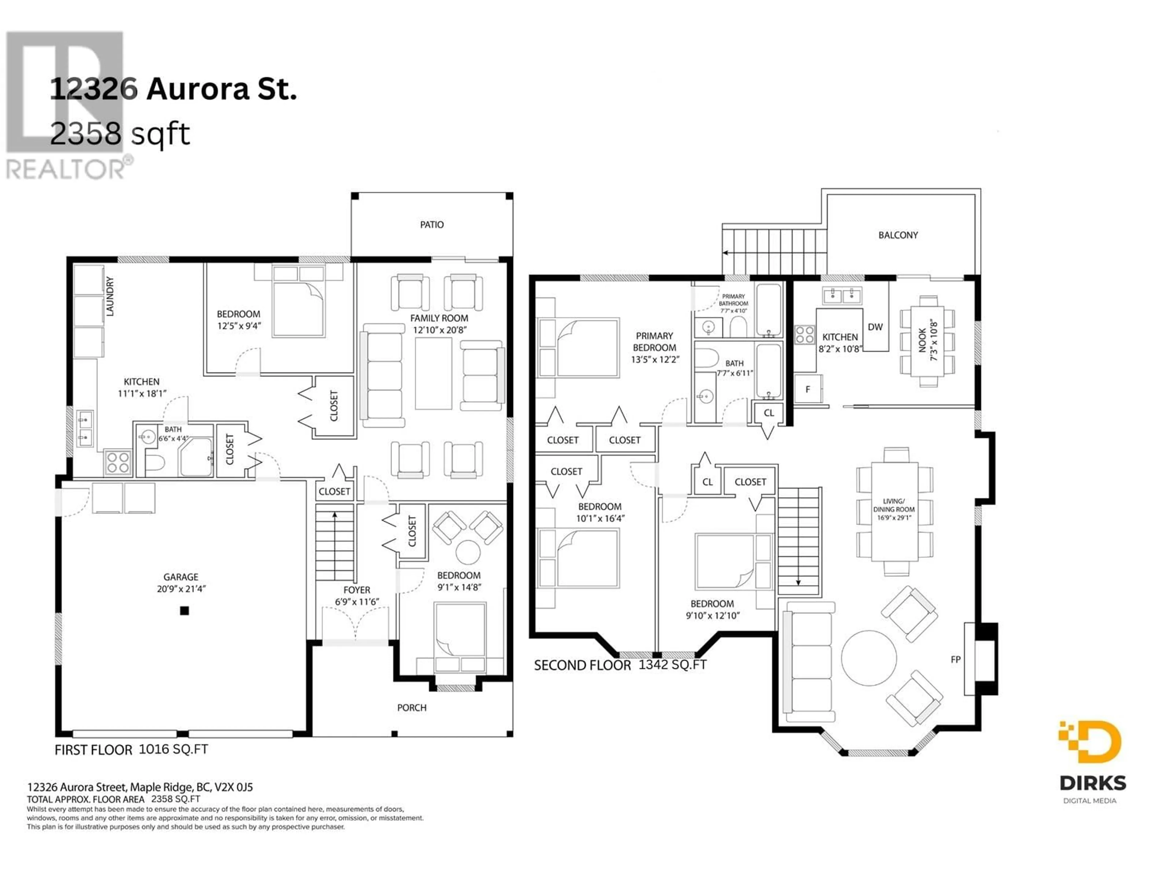 Floor plan for 12326 AURORA STREET, Maple Ridge British Columbia V2X0J5