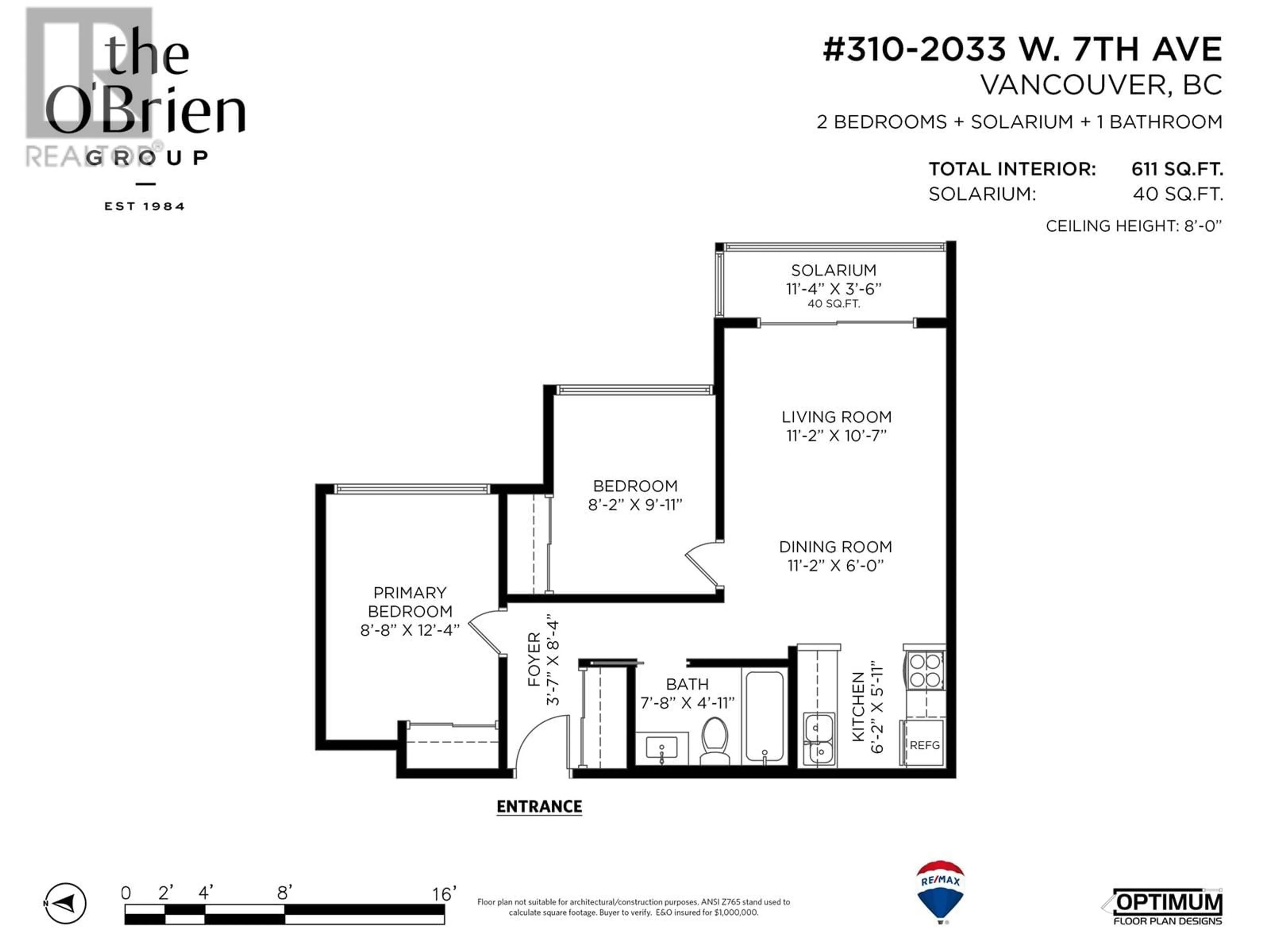 Floor plan for 310 - 2033 7TH AVENUE, Vancouver British Columbia V6J1T3