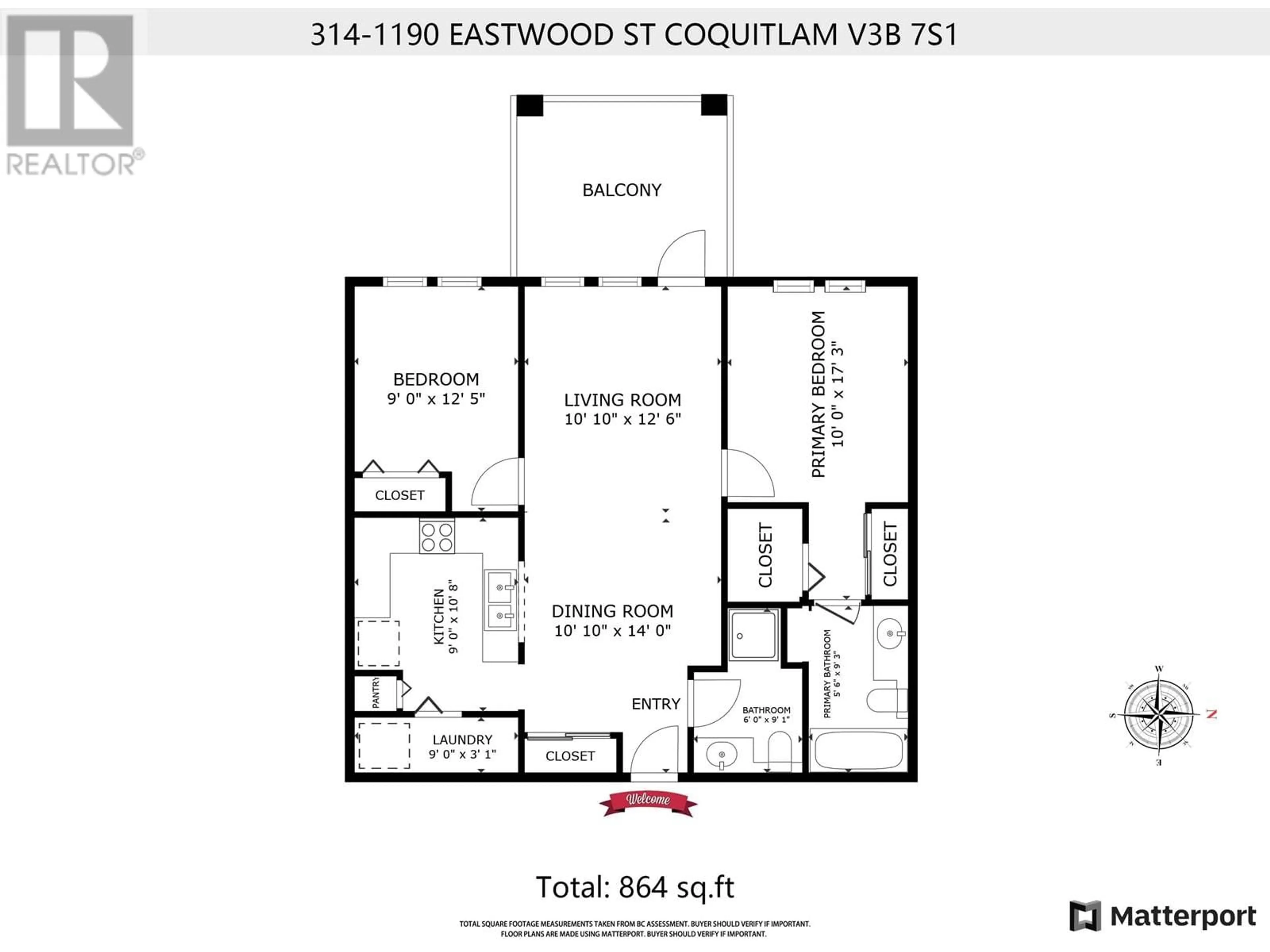 Floor plan for 314 - 1190 EASTWOOD STREET, Coquitlam British Columbia V3B7S1