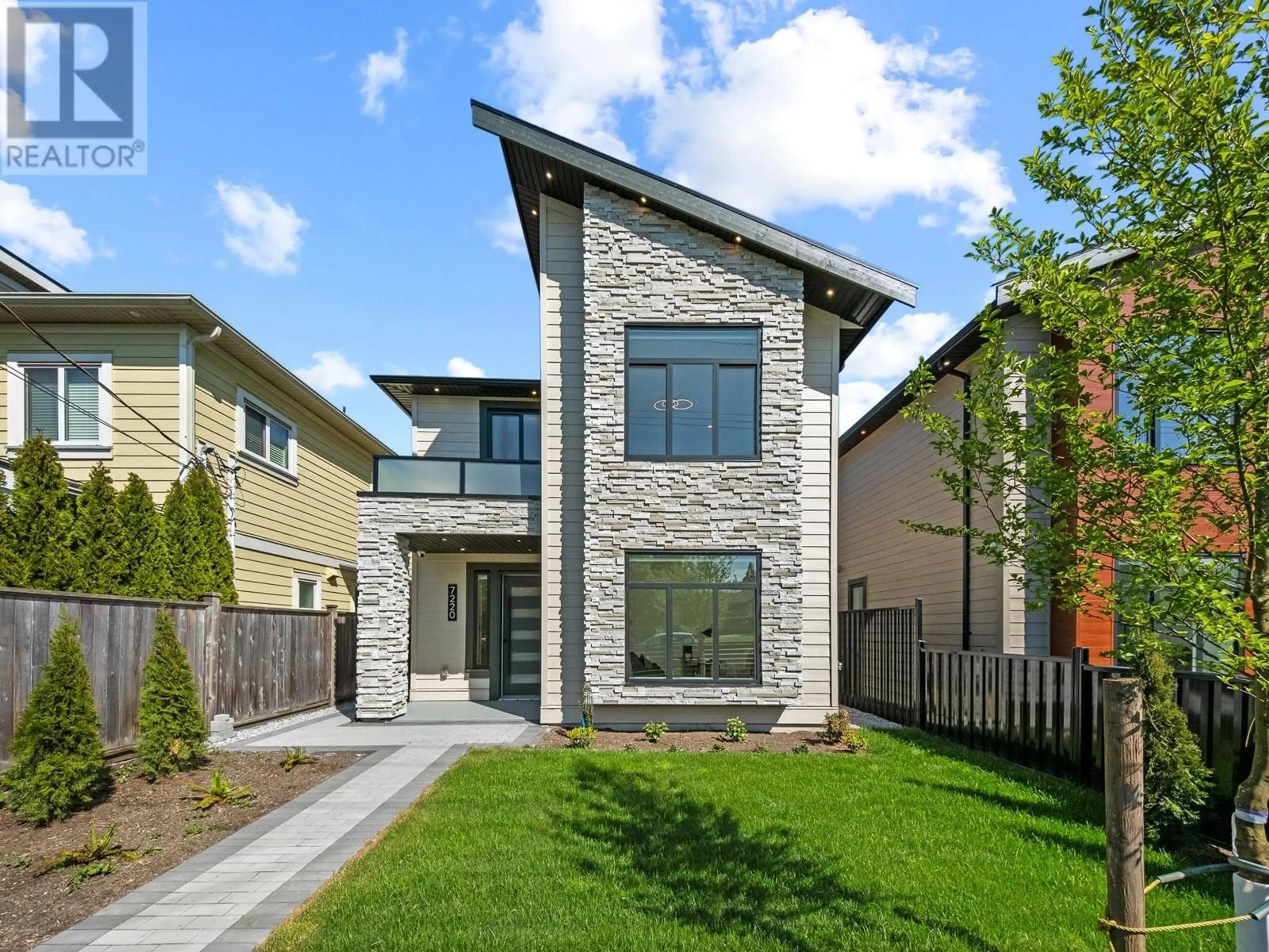 Home with brick exterior material, street for 7220 RAILWAY AVENUE, Richmond British Columbia V7C3J8