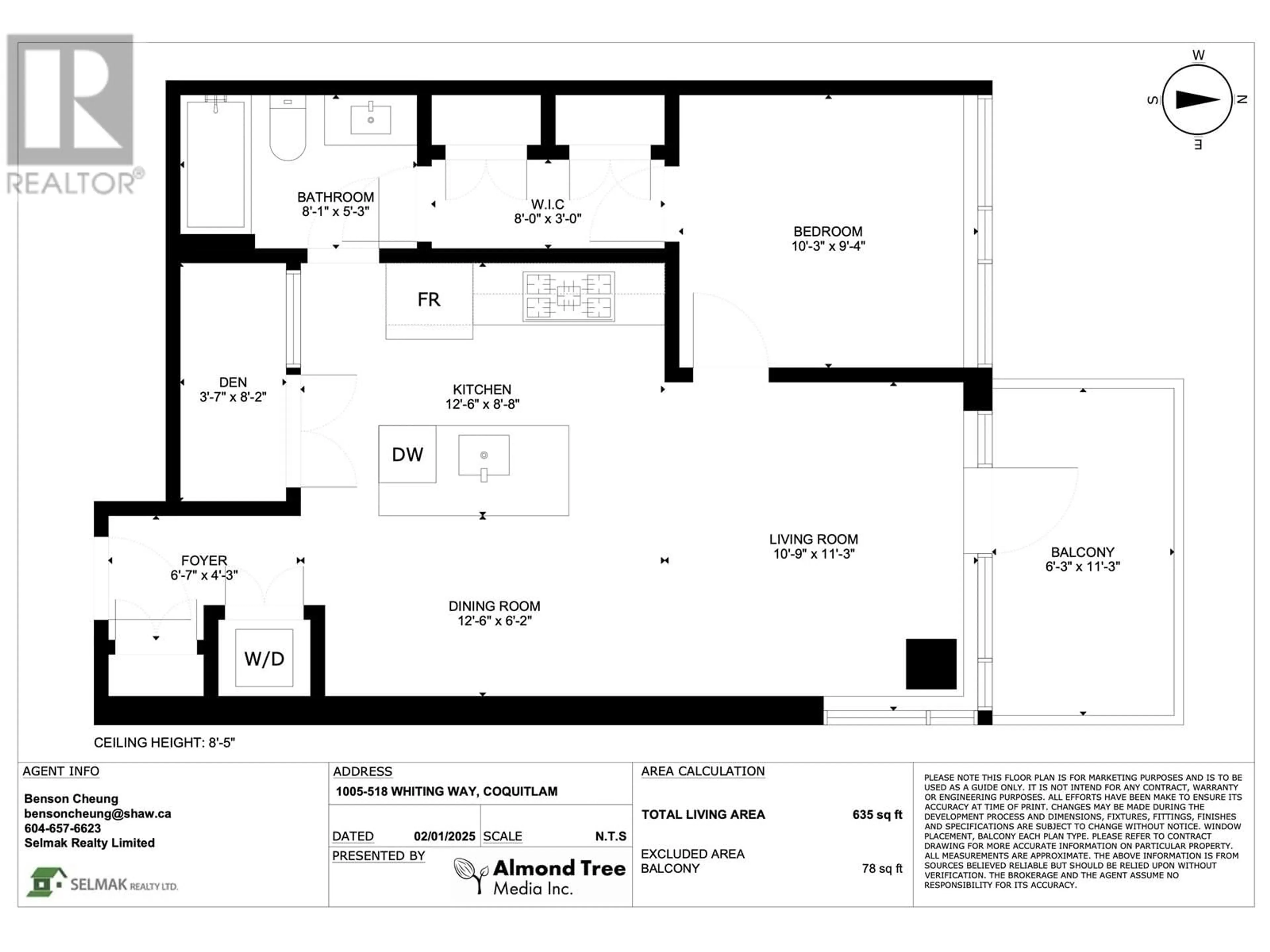 Floor plan for 1005 - 518 WHITING WAY, Coquitlam British Columbia V3J0H7