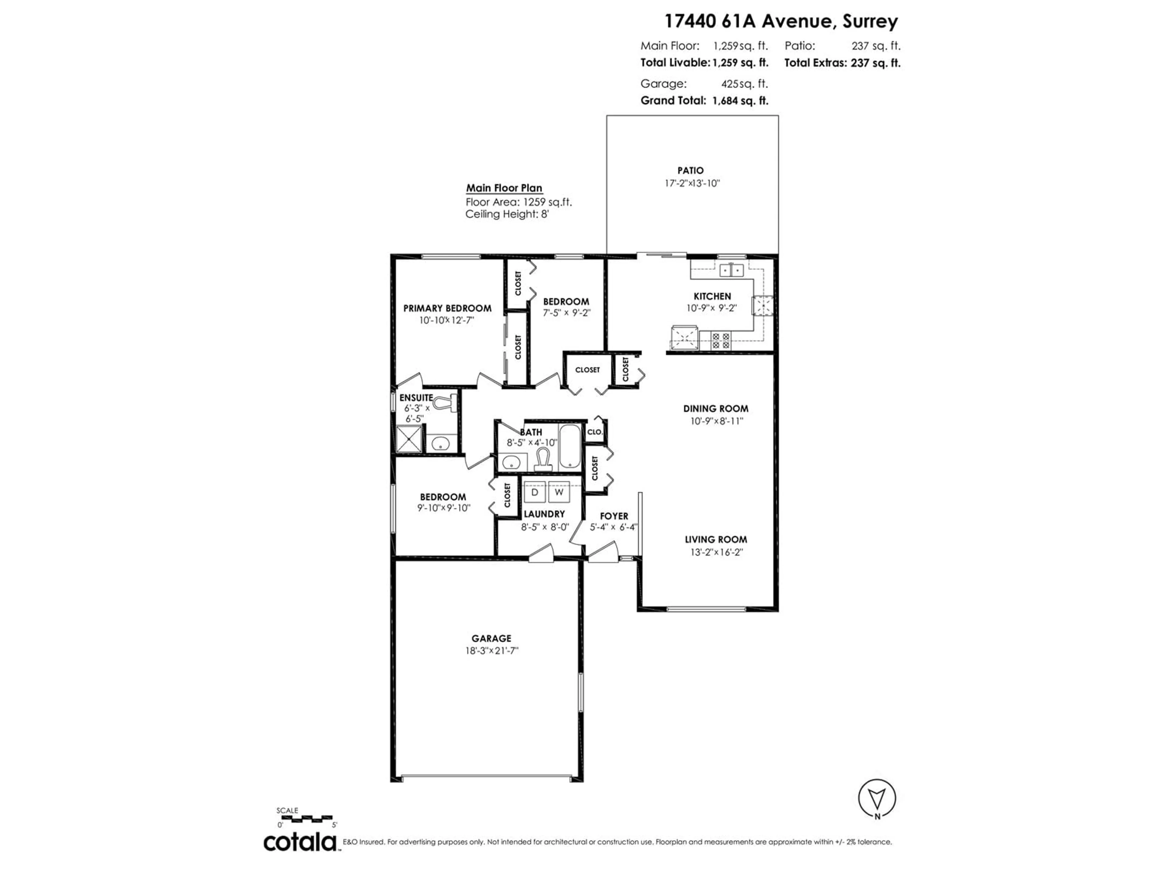 Floor plan for 17440 61A, Surrey British Columbia V3S6Y2