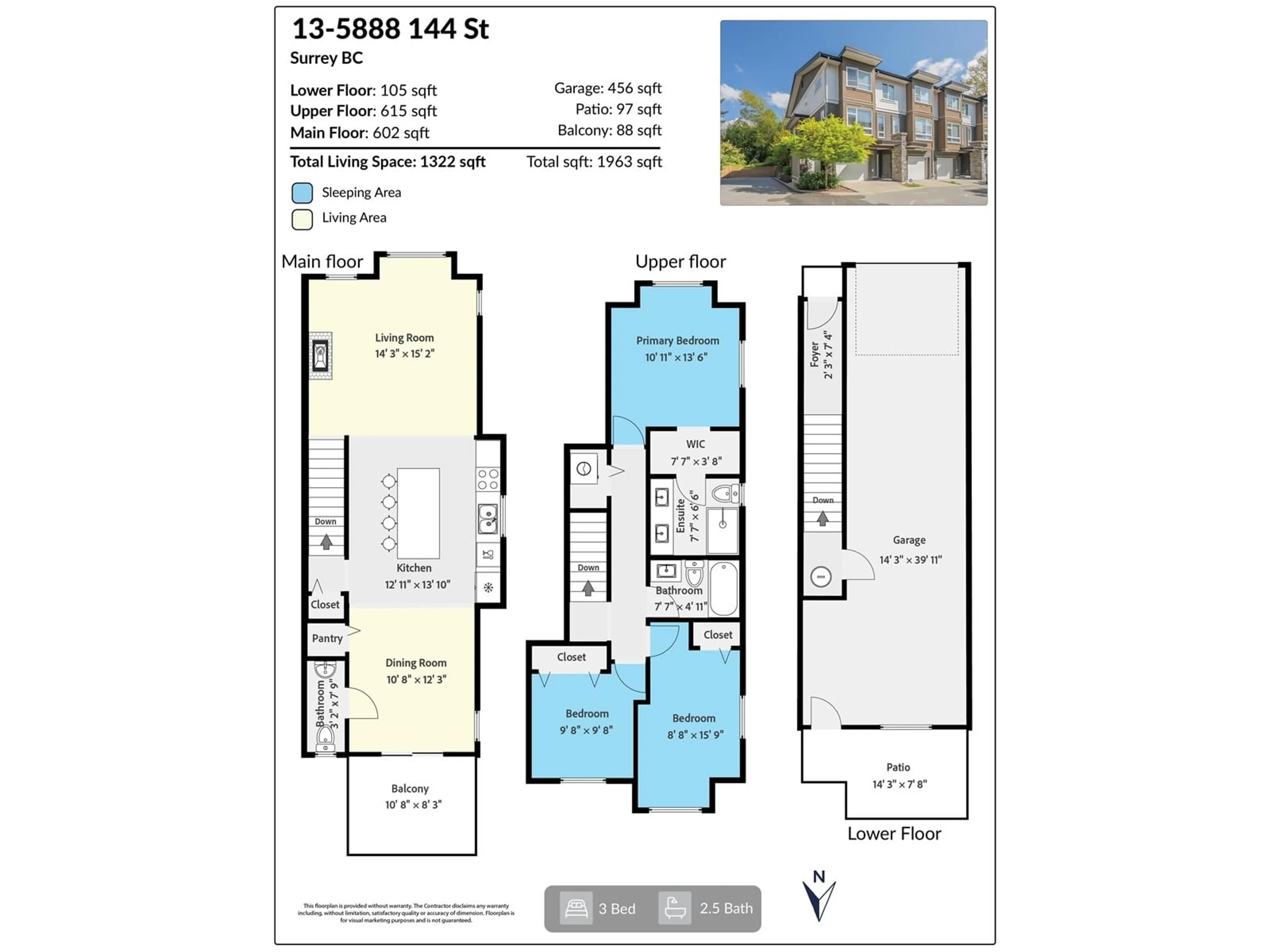 Floor plan for 13 - 5888 144, Surrey British Columbia V3X0G8