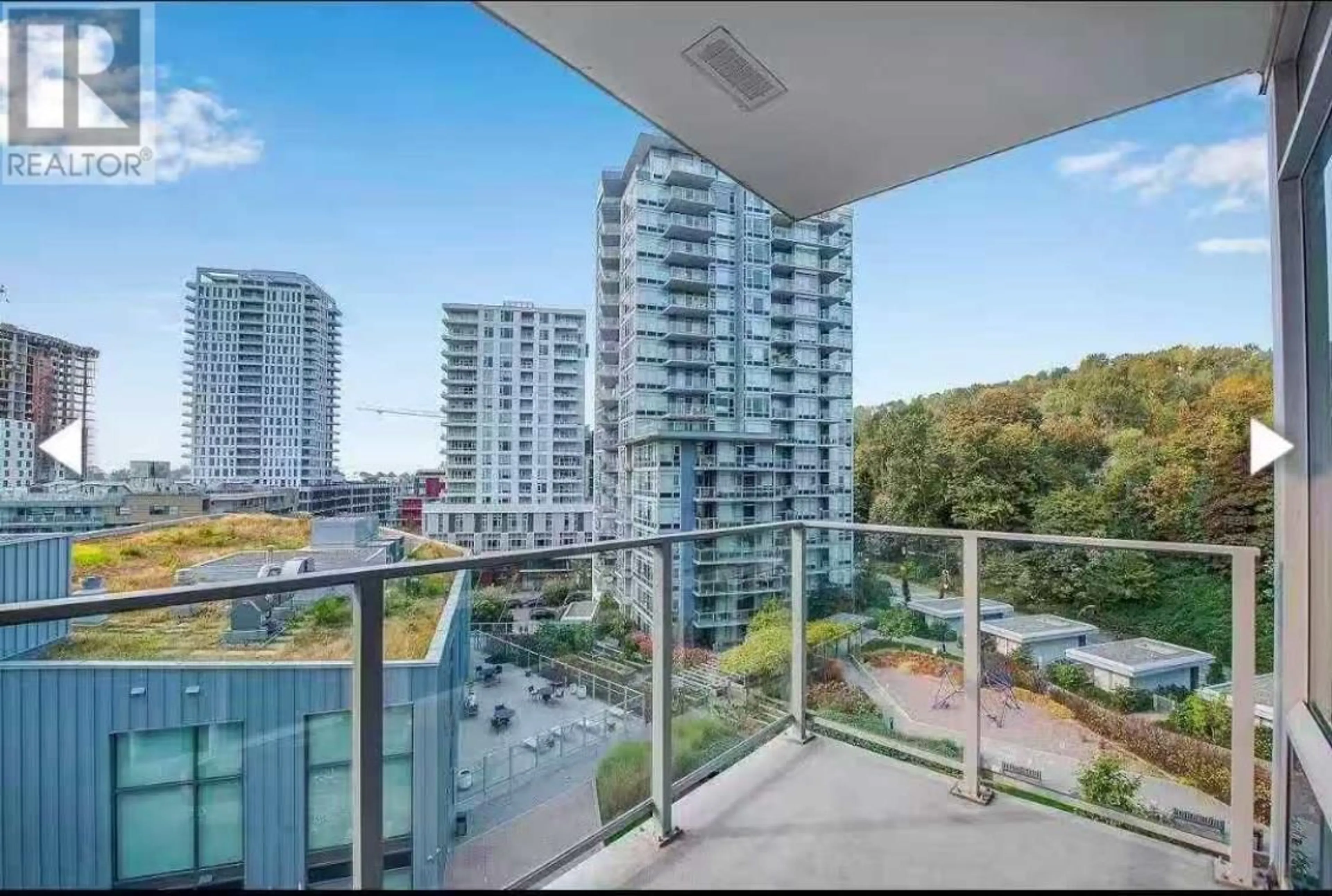 Balcony in the apartment, city buildings view from balcony for 802 - 3557 SAWMILL CRESCENT, Vancouver British Columbia V5S0E2