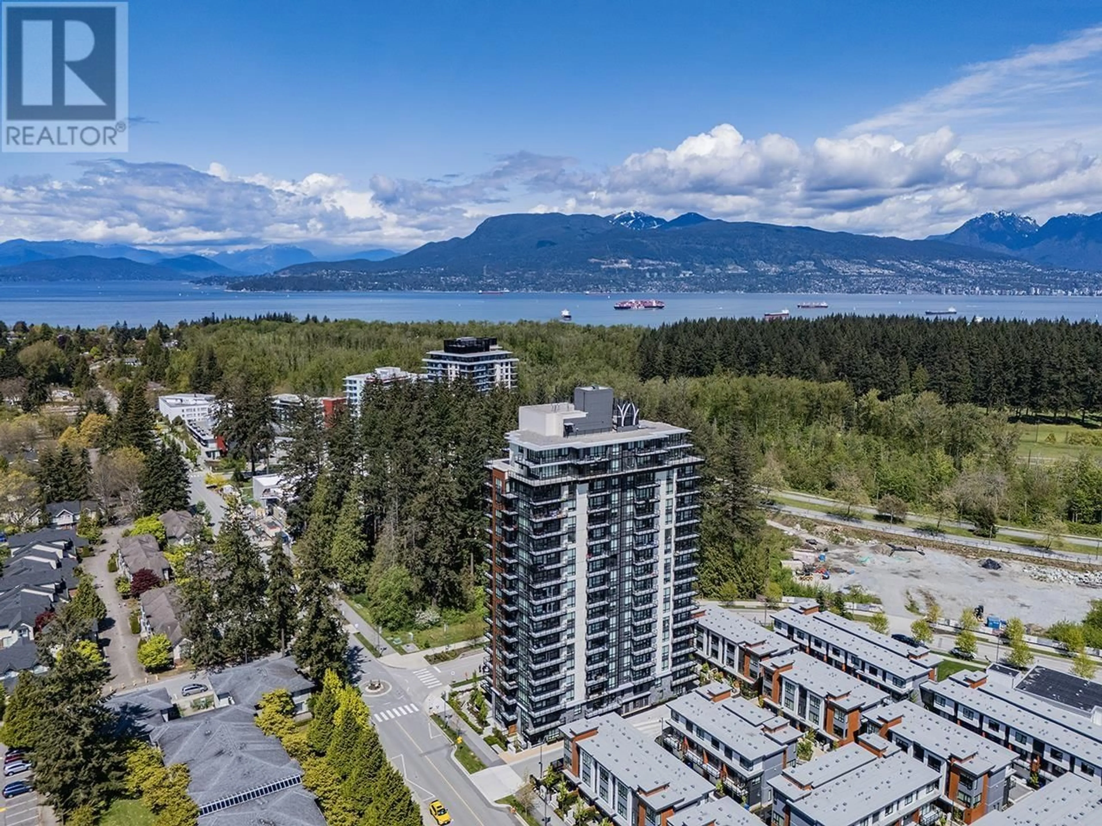 A pic from outside/outdoor area/front of a property/back of a property/a pic from drone, water/lake/river/ocean view for 1205 - 5380 CROOKED BRANCH ROAD, Vancouver British Columbia V6T0E5