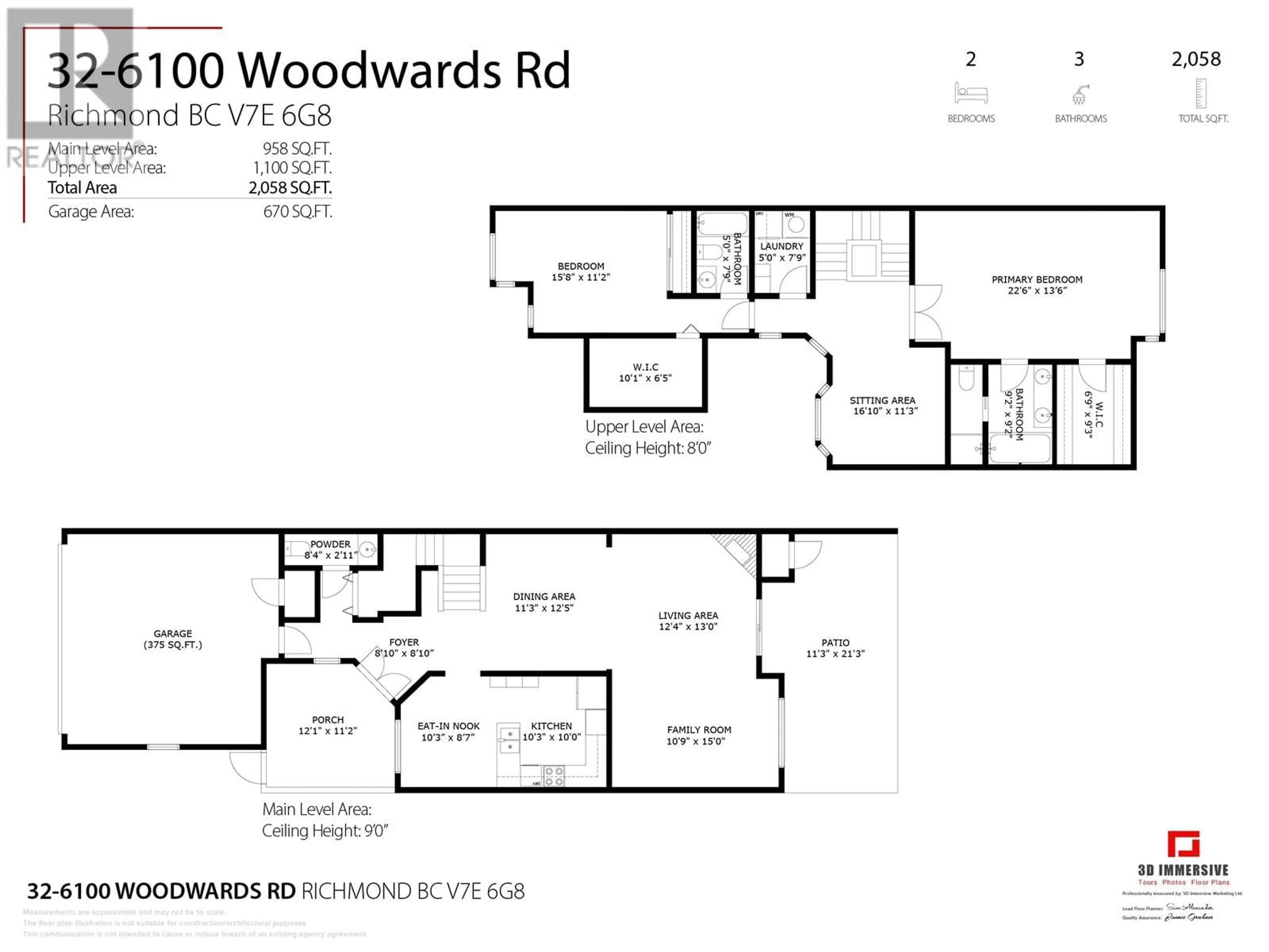 Floor plan for 32 - 6100 WOODWARDS ROAD, Richmond British Columbia V7E6G8